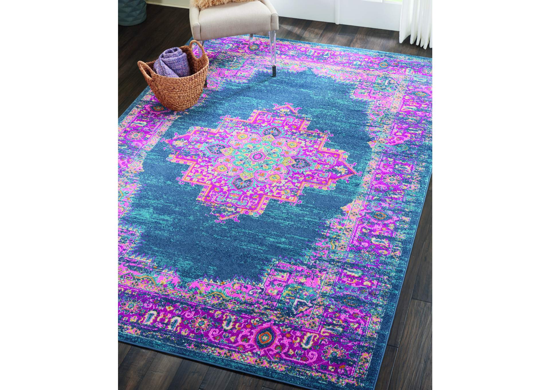 Nourison Passion PSN03 Blue and Pink 7'x10' Large Rug,Nourison