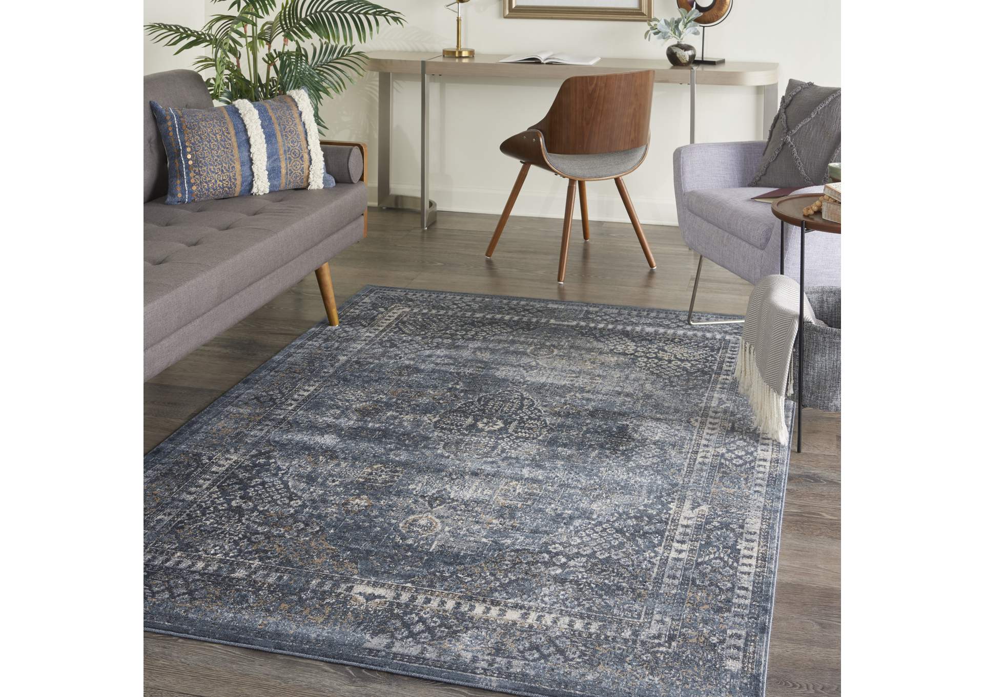kathy ireland Home Malta MAI01 Dark Blue 5'x8' Area Rug,Nourison