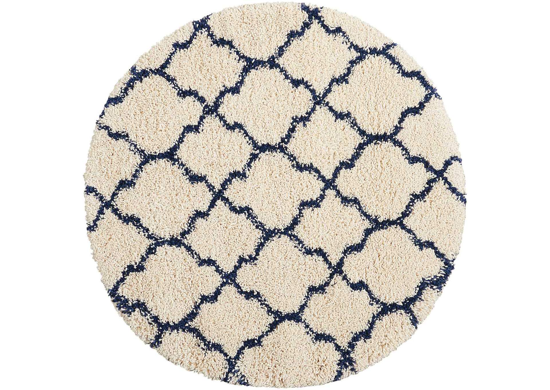 Nourison Amore AMOR2 Blue and Ivory 4' Round Area Rug,Nourison