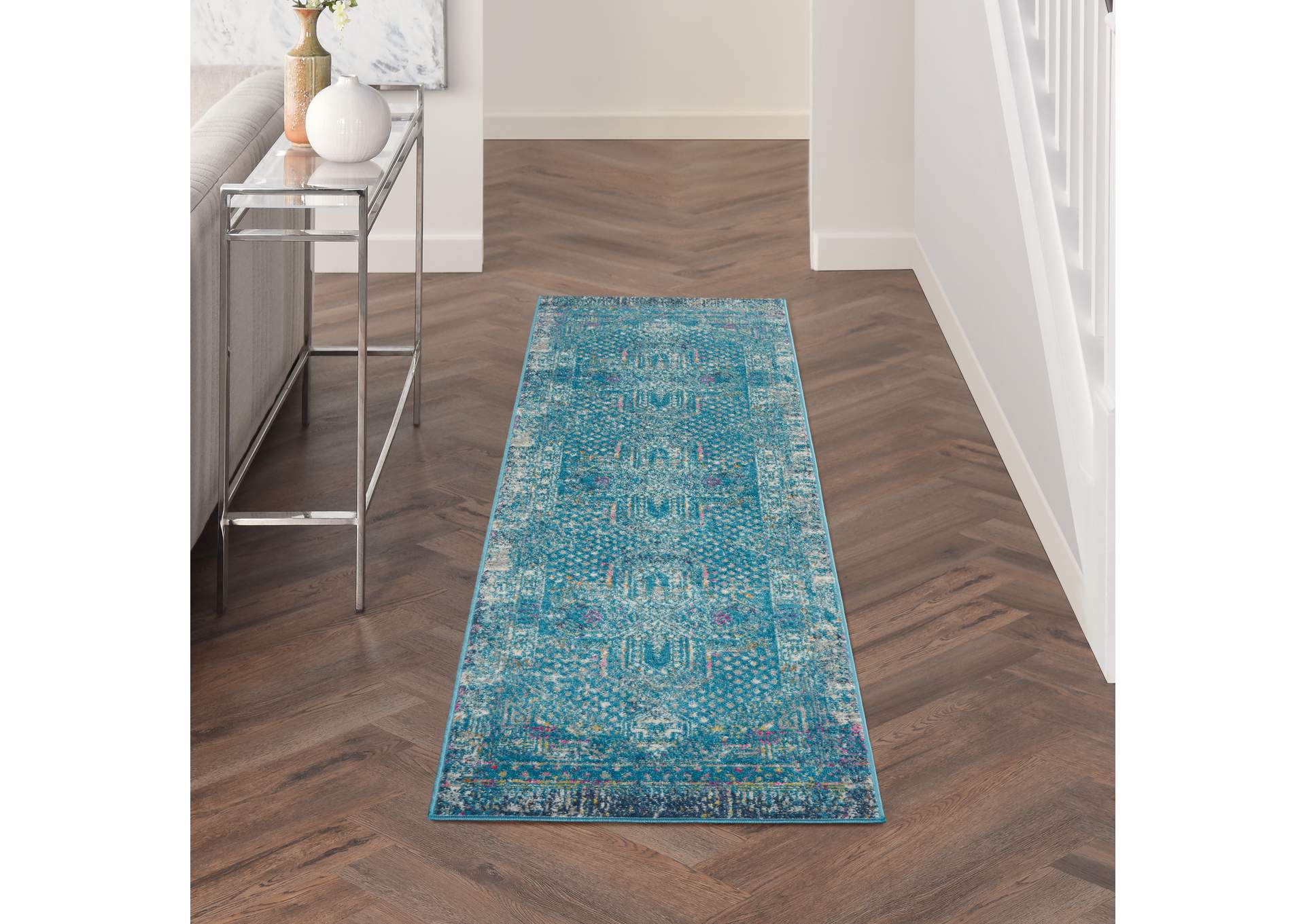 Nourison Passion 10' Runner Blue Area Rug,Nourison