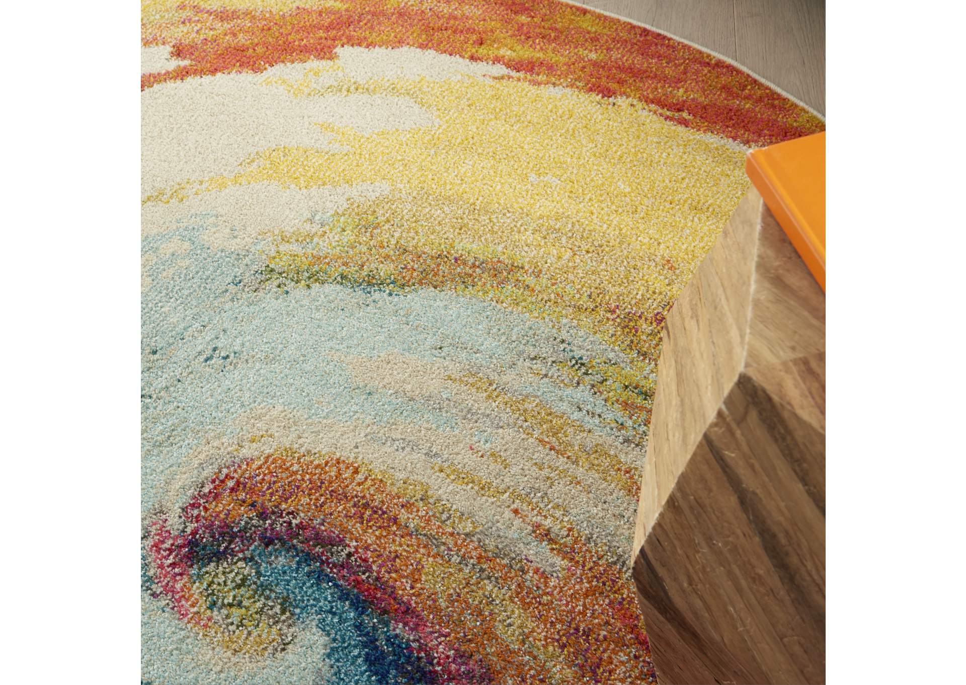 Nourison Celestial CES07 Multicolor 5' Round Colorful Area Rug,Nourison
