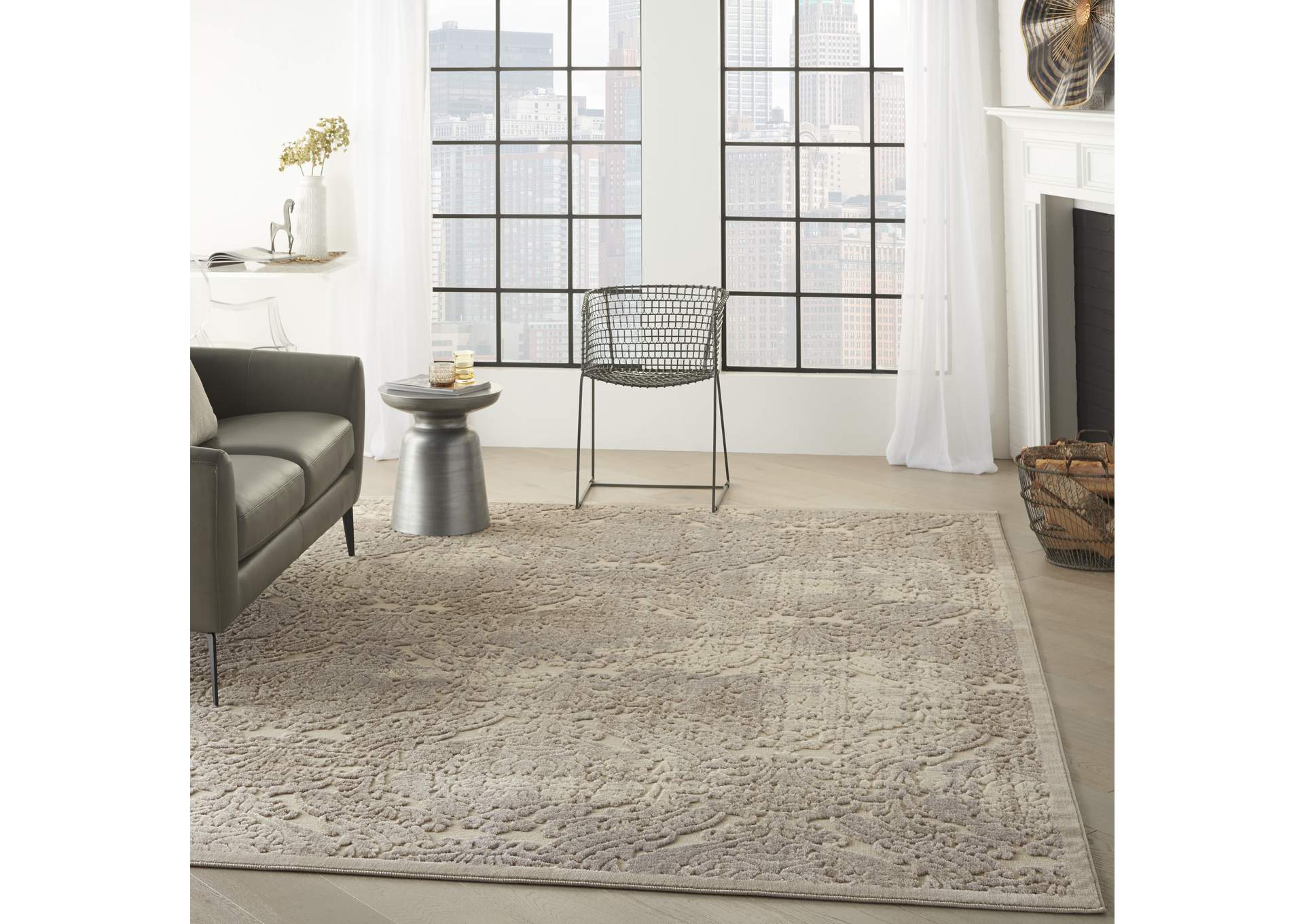 Nourison Graphic Illusions GIL09 White 7'x10' Rug,Nourison