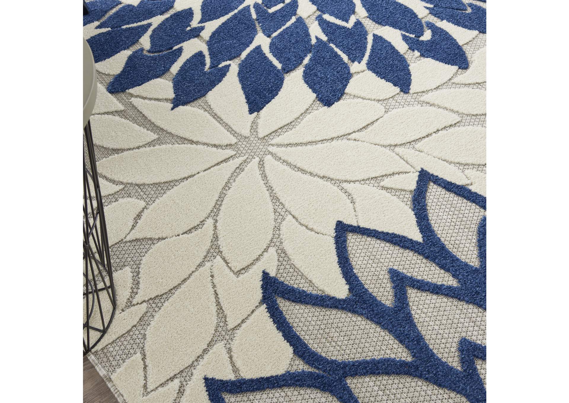 Nourison Aloha 7'x10' Ivory Navy Area Rug,Nourison