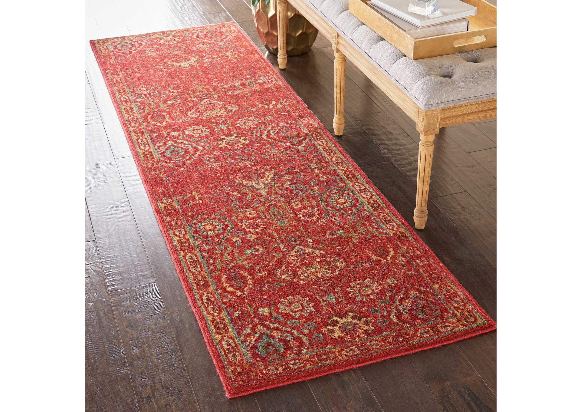 Nourison Somerset ST90 Red 8' Runner Hallway Rug,Nourison