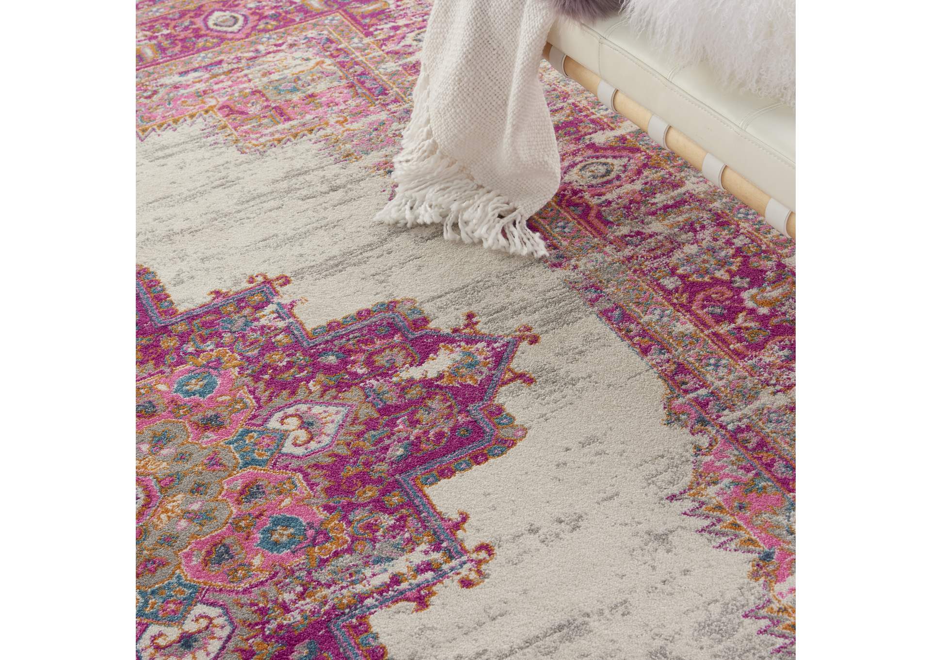 Nourison Passion PSN03 Pink and White 9'x12' Oversized Rug,Nourison