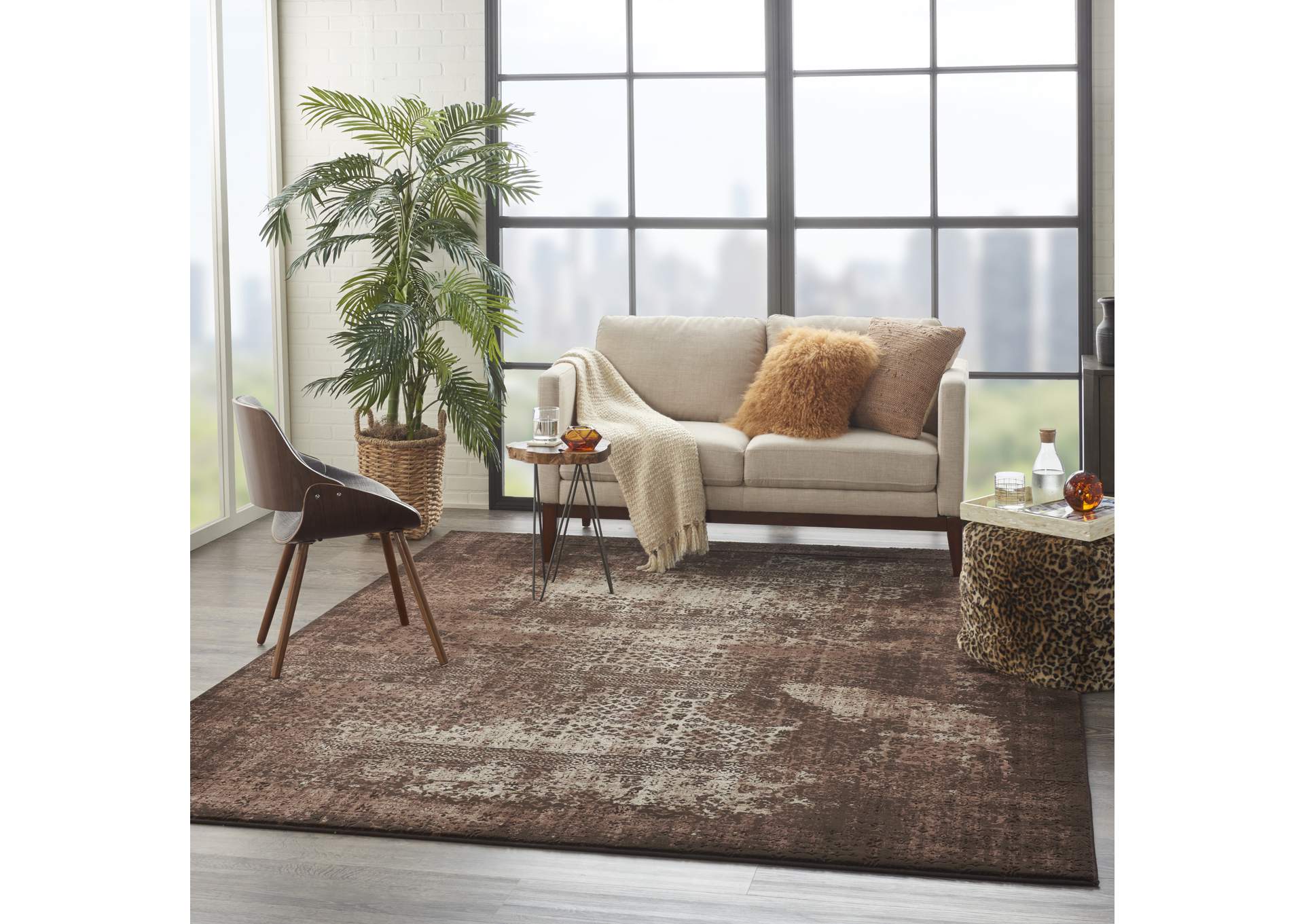 Nourison Karma KRM01 Brown 8'x11' Oversized Rug,Nourison