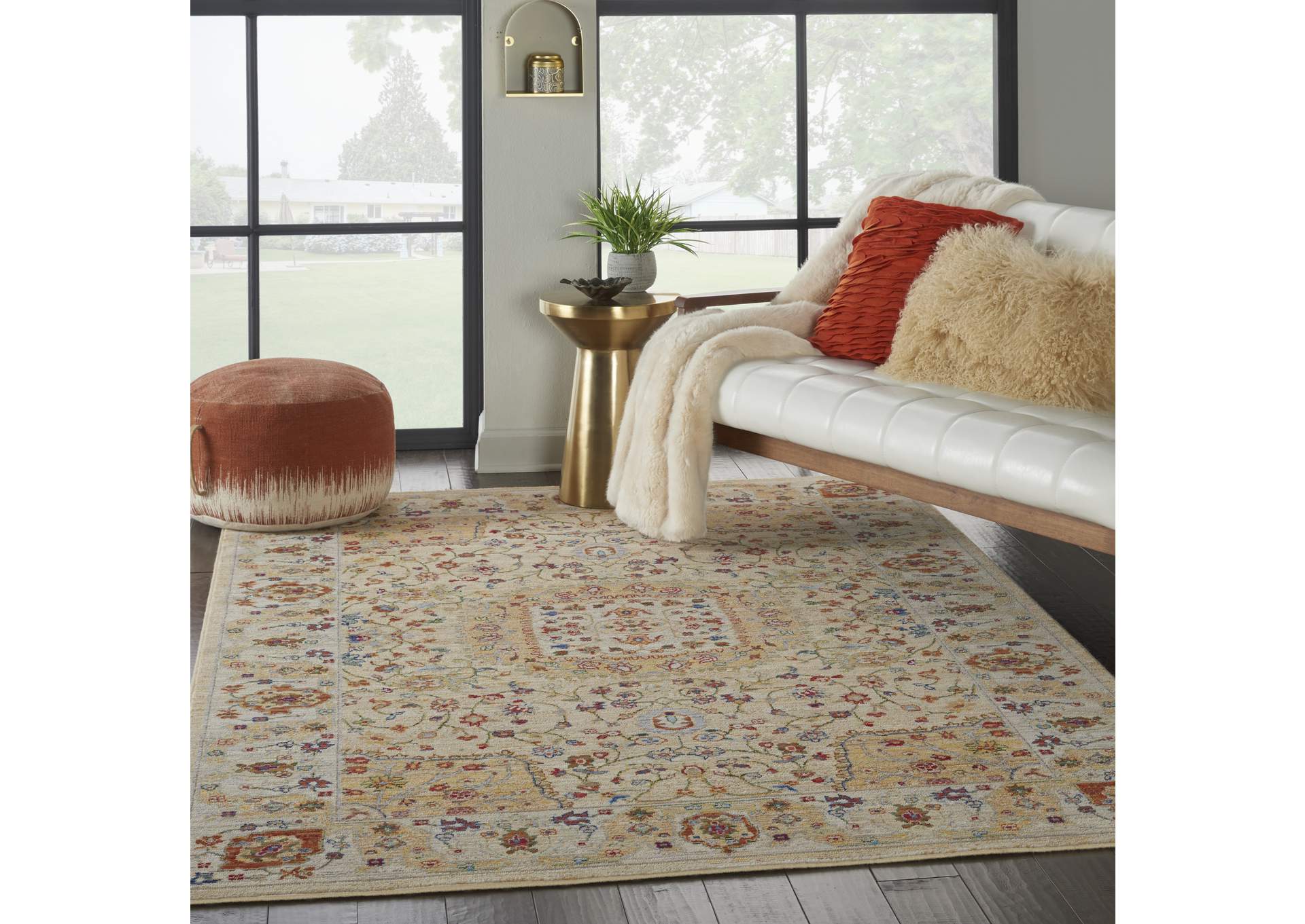 Nourison Majestic 6'x8' Light Orange Multicolor Persian Area Rug,Nourison