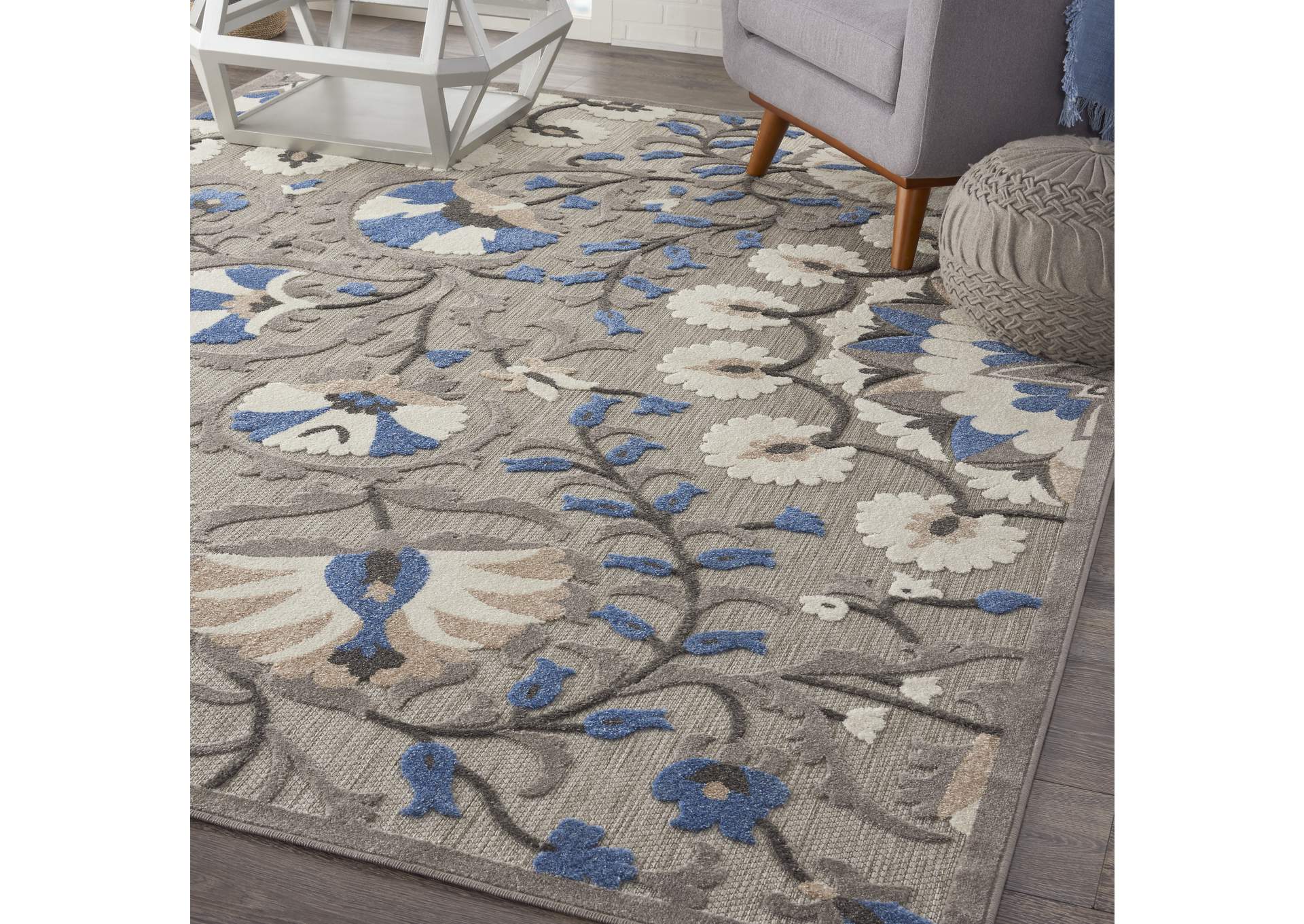 Nourison Aloha 8'x11' Grey Patio Area Rug,Nourison