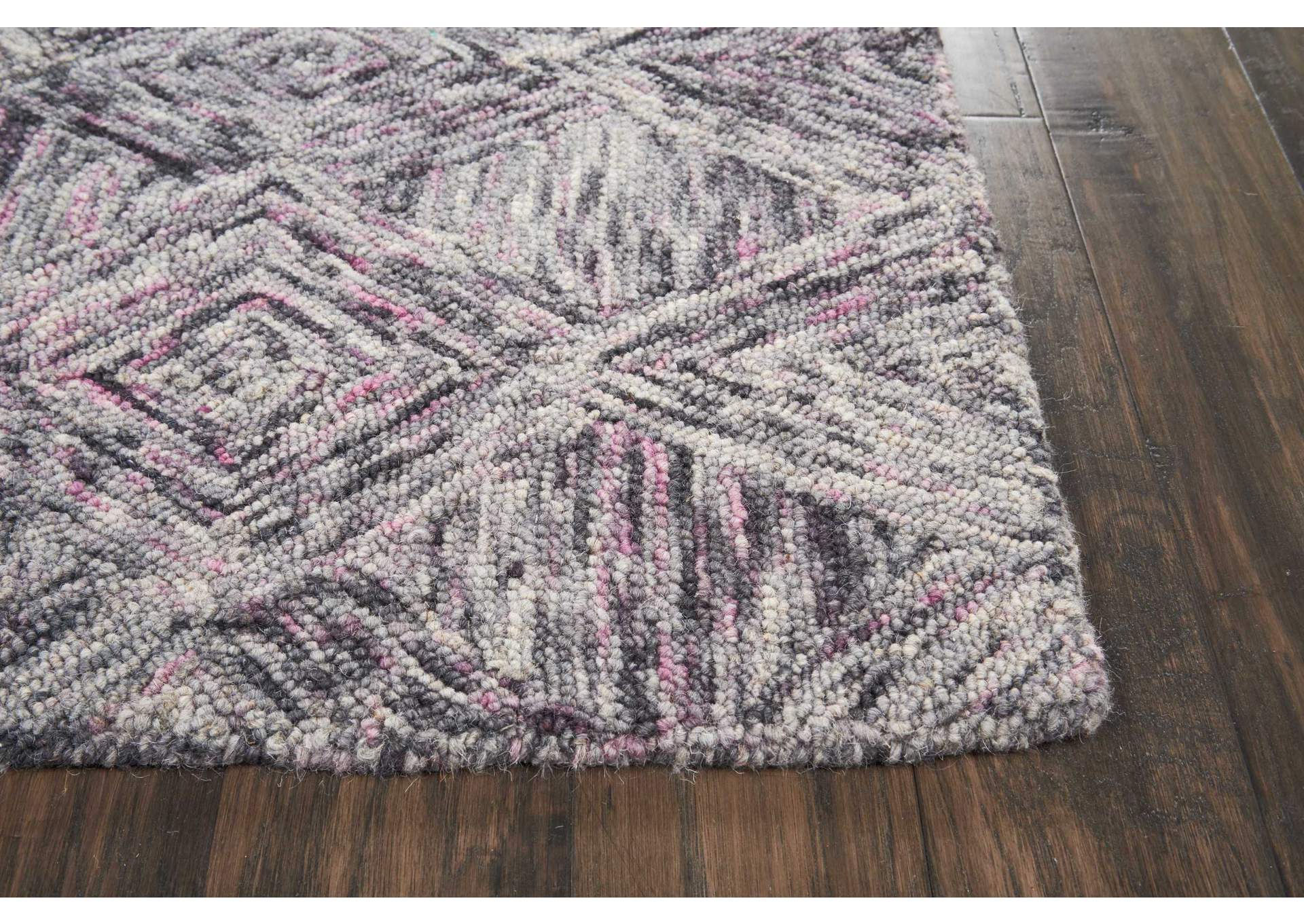 Nourison Linked Grey 8' Runner Wool Hallway Rug,Nourison
