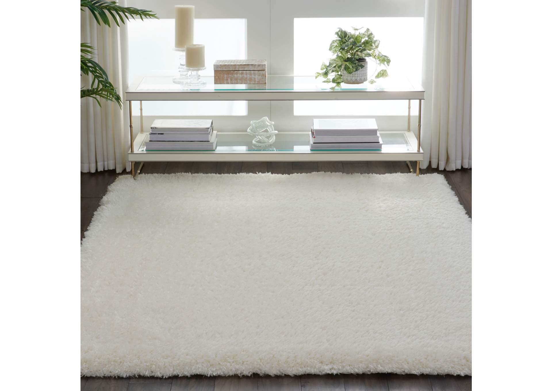 Nourison Luxe Shag LXS01 White 5'x7' Flokati Area Rug,Nourison