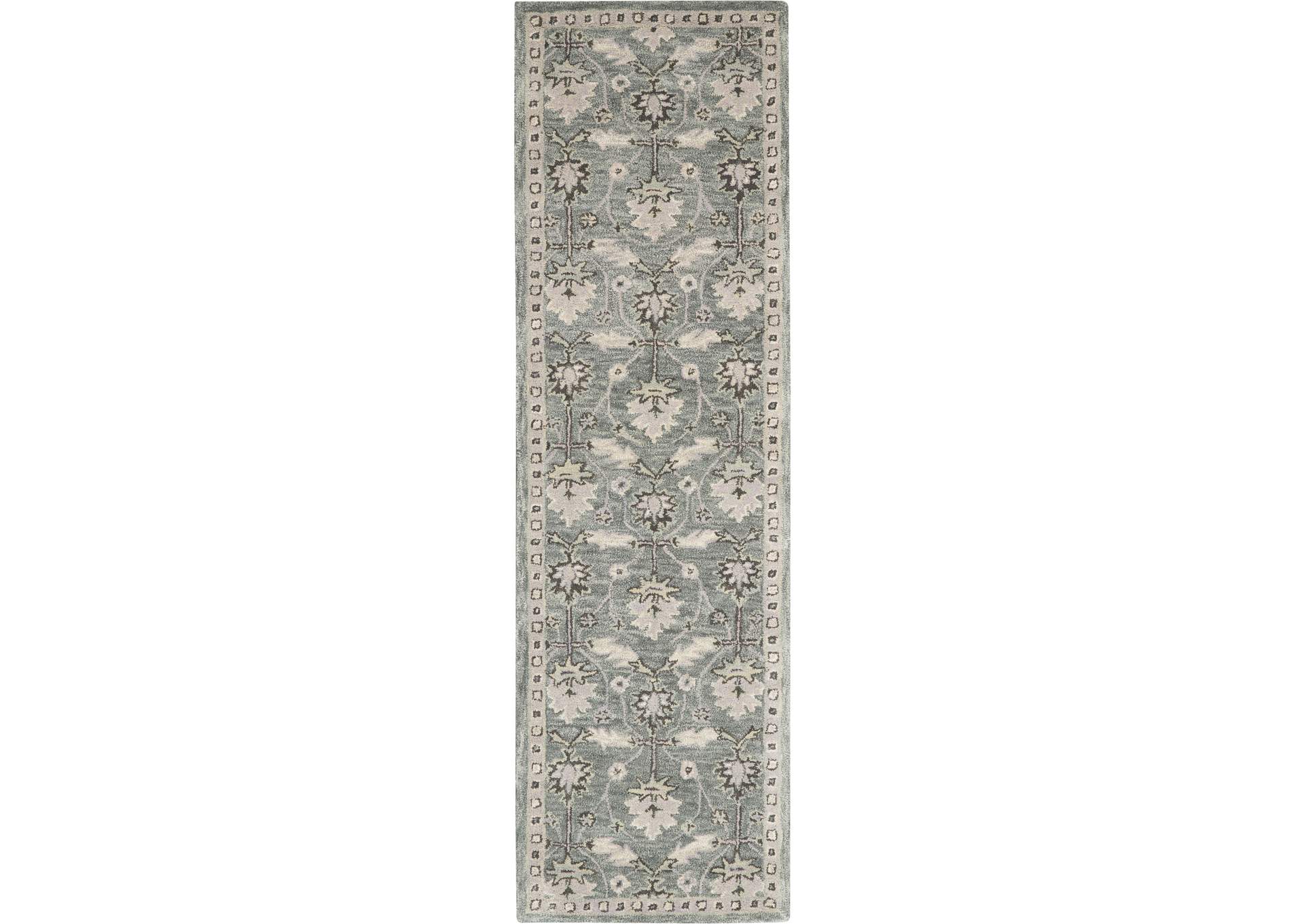 Nourison Jazmine JAZ02 Seafoam Green 8' Runner Wool Hallway Rug,Nourison