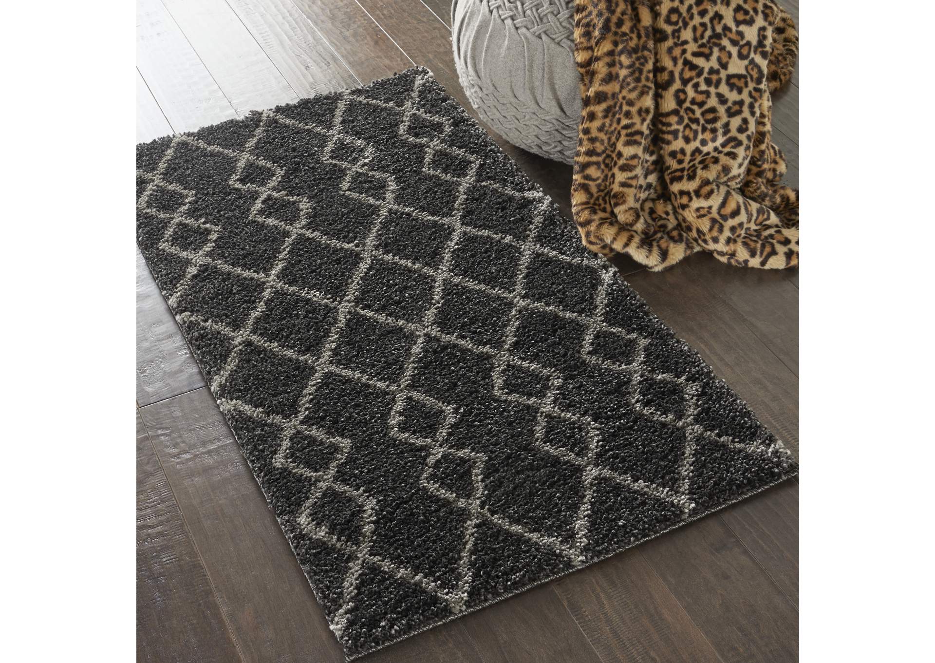 Nourison Martil 2'x4' Charcoal Tribal Moroccan Shag Rug,Nourison