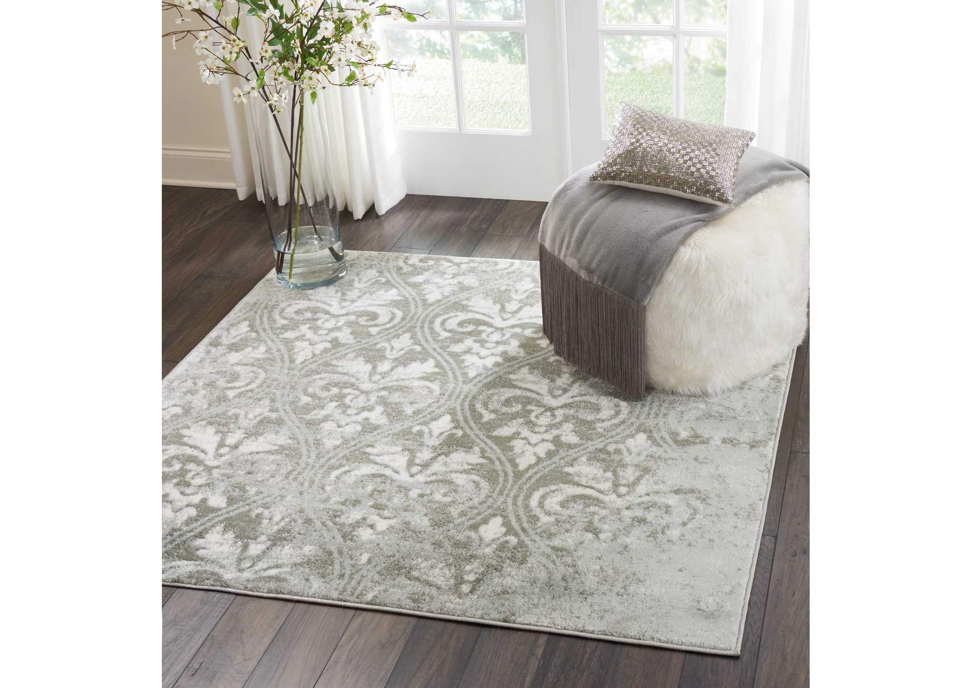 Nourison Euphoria EUP06 Grey 5' Square Area Rug,Nourison