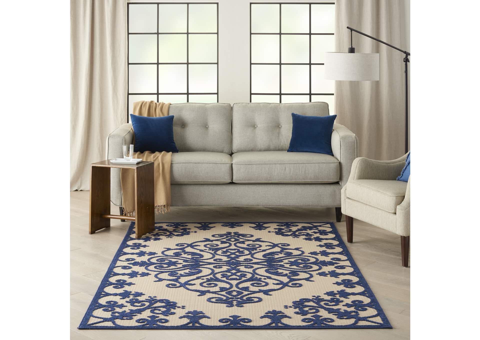 Nourison Aloha ALH12 Navy 4'x6' Indoor-outdoor Area Rug,Nourison