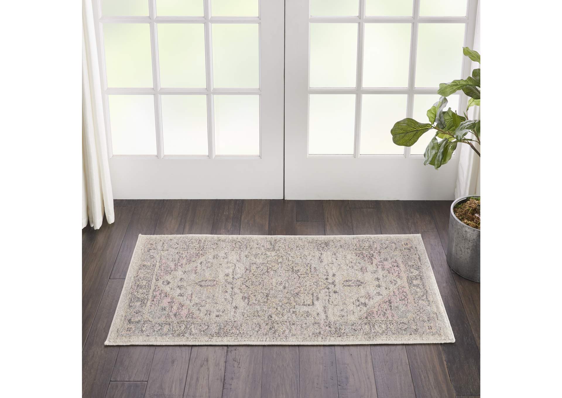 Nourison Tranquil 2'x4' Pink and Beige Kashan Small Rug,Nourison