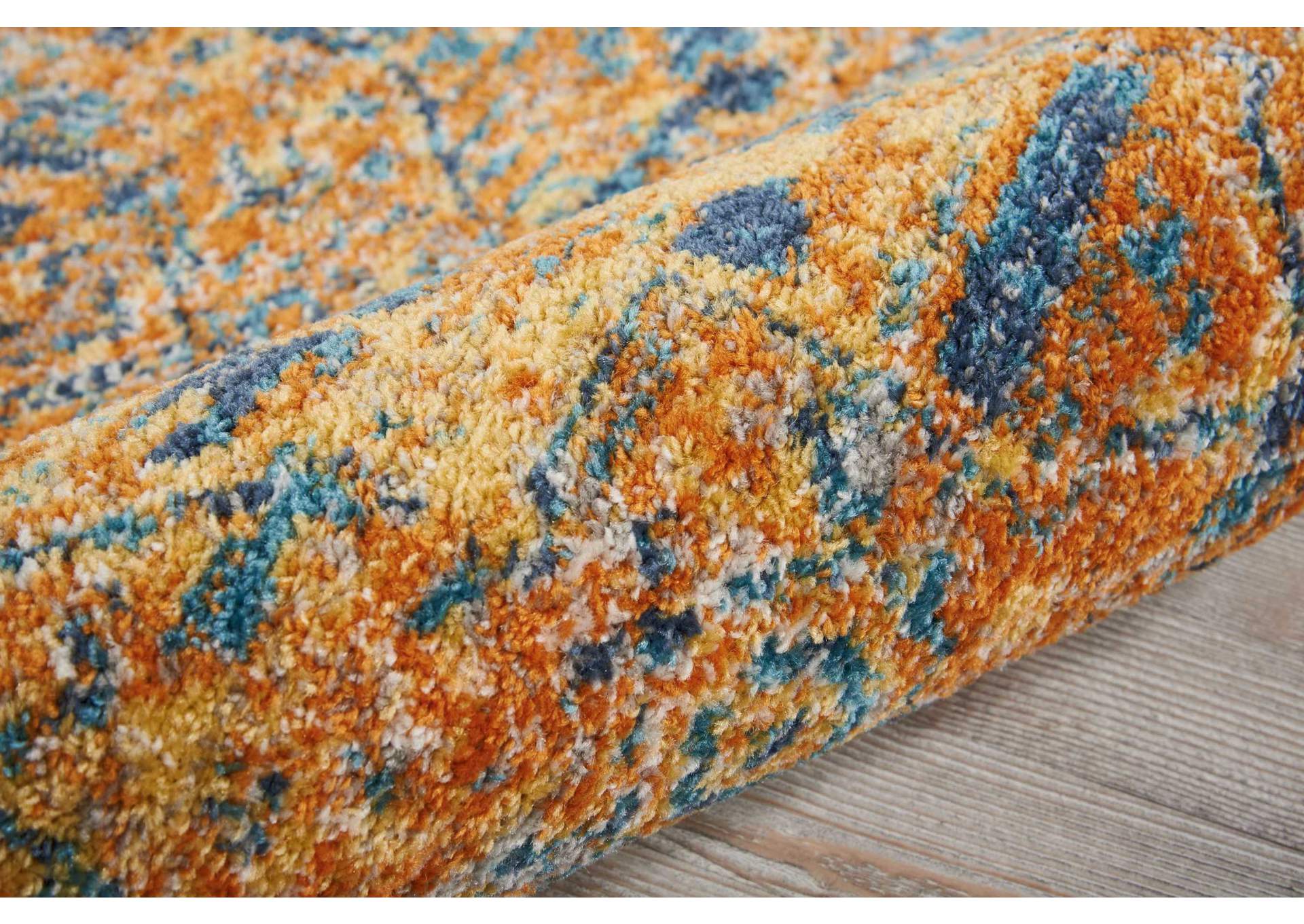 Nourison Passion PSN07 Orange and Blue 6' Runner Hallway Rug,Nourison