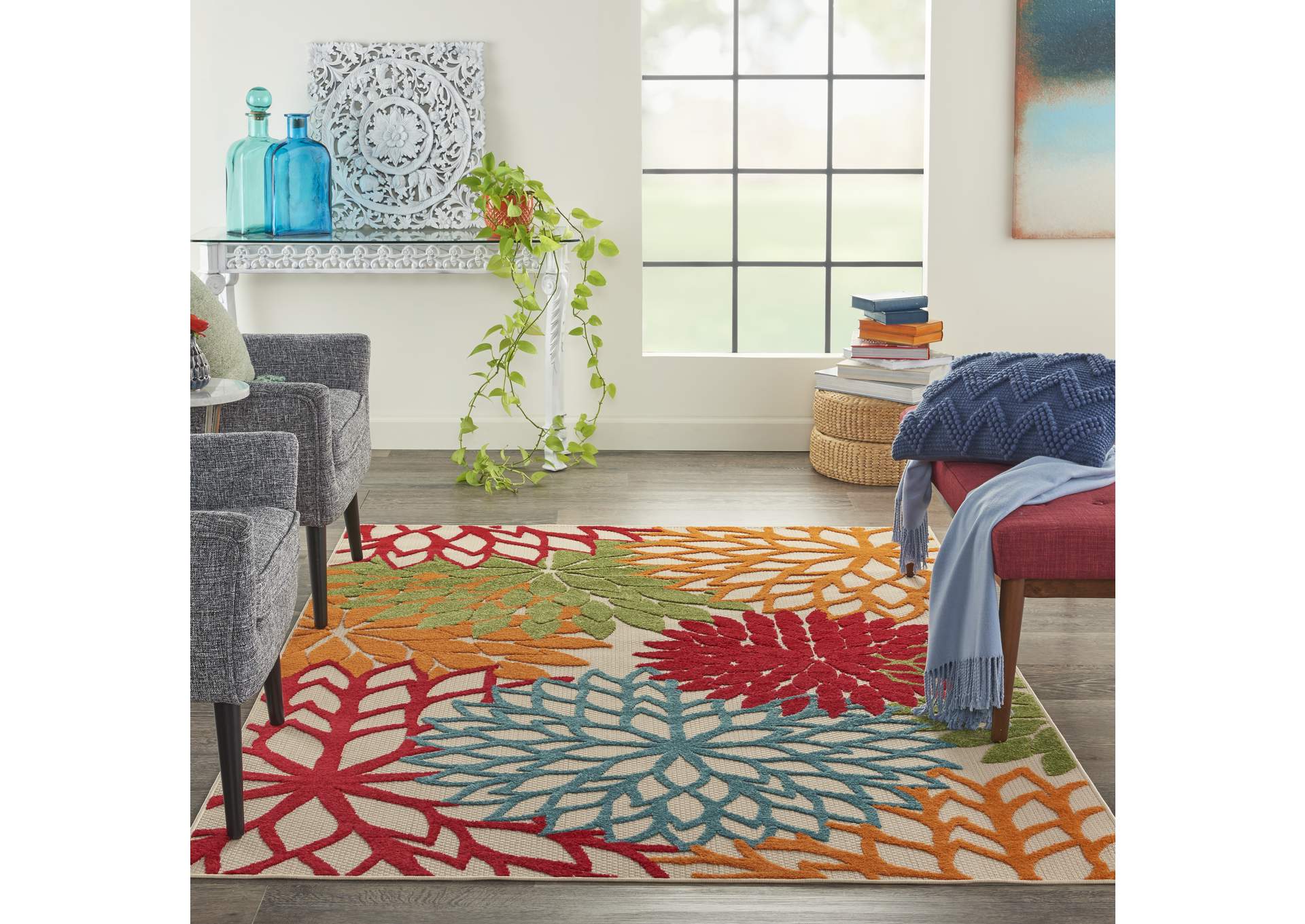 Nourison Aloha ALH05 Green 4'x6' Indoor-outdoor Area Rug,Nourison