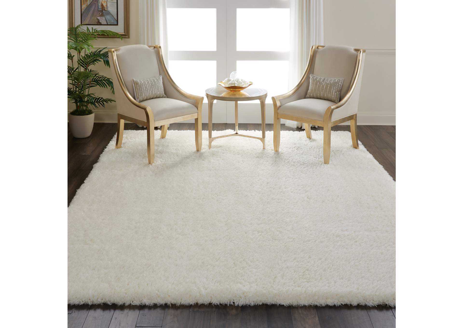Nourison Luxe Shag LXS01 White 9'x12' Oversized Rug,Nourison