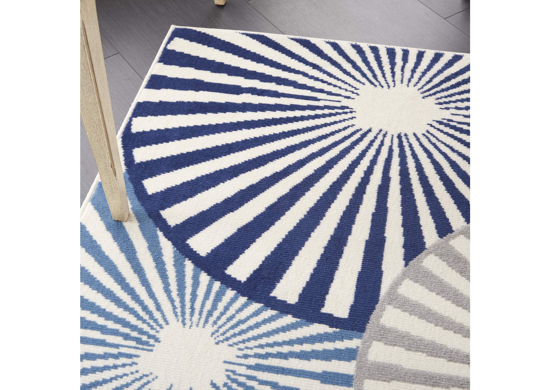 Nourison Grafix GRF20 White and Blue 5'x7' Area Rug,Nourison