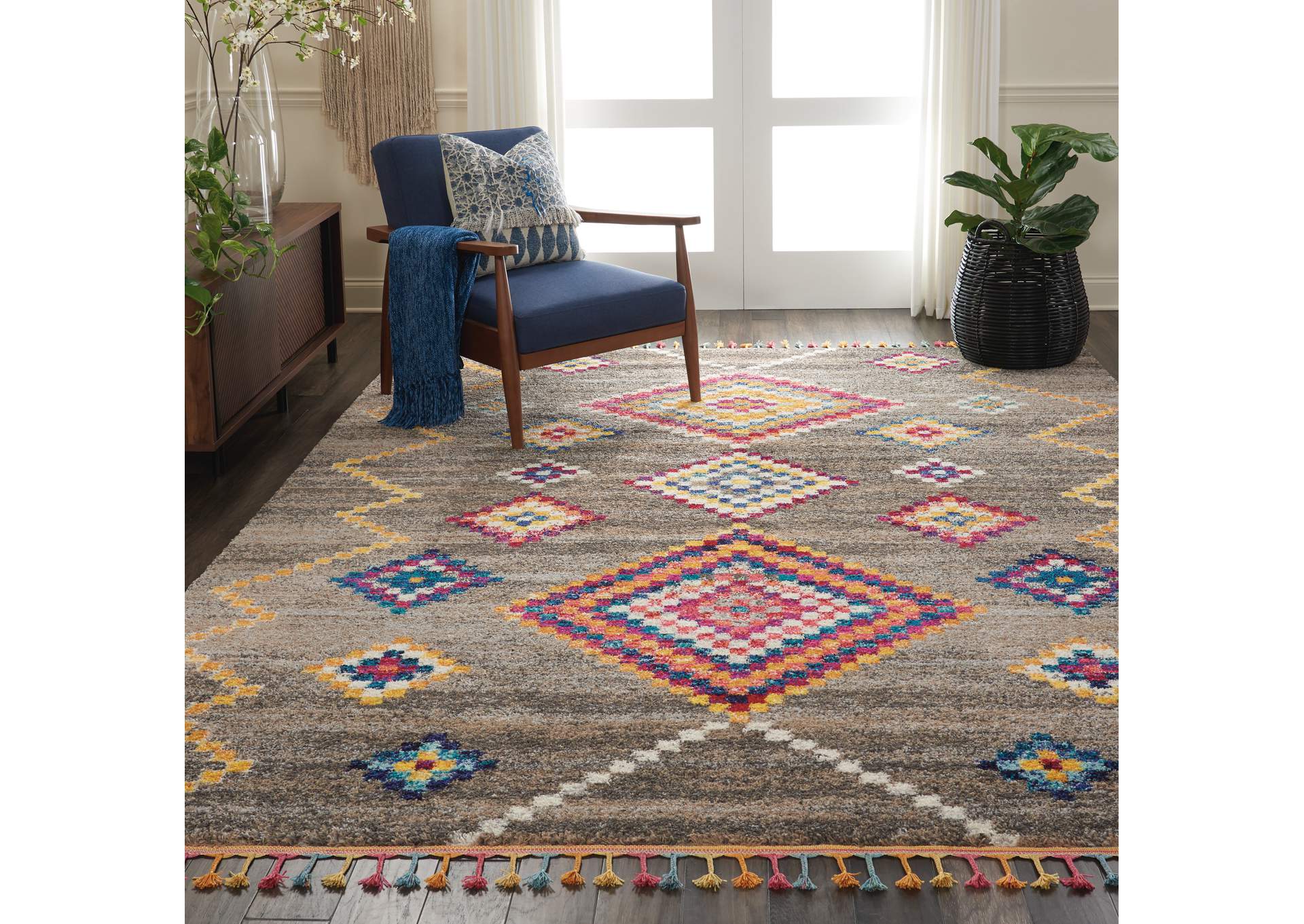 Nourison Nomad NMD05 Grey Multicolor 9'x12' Oversized Rug,Nourison