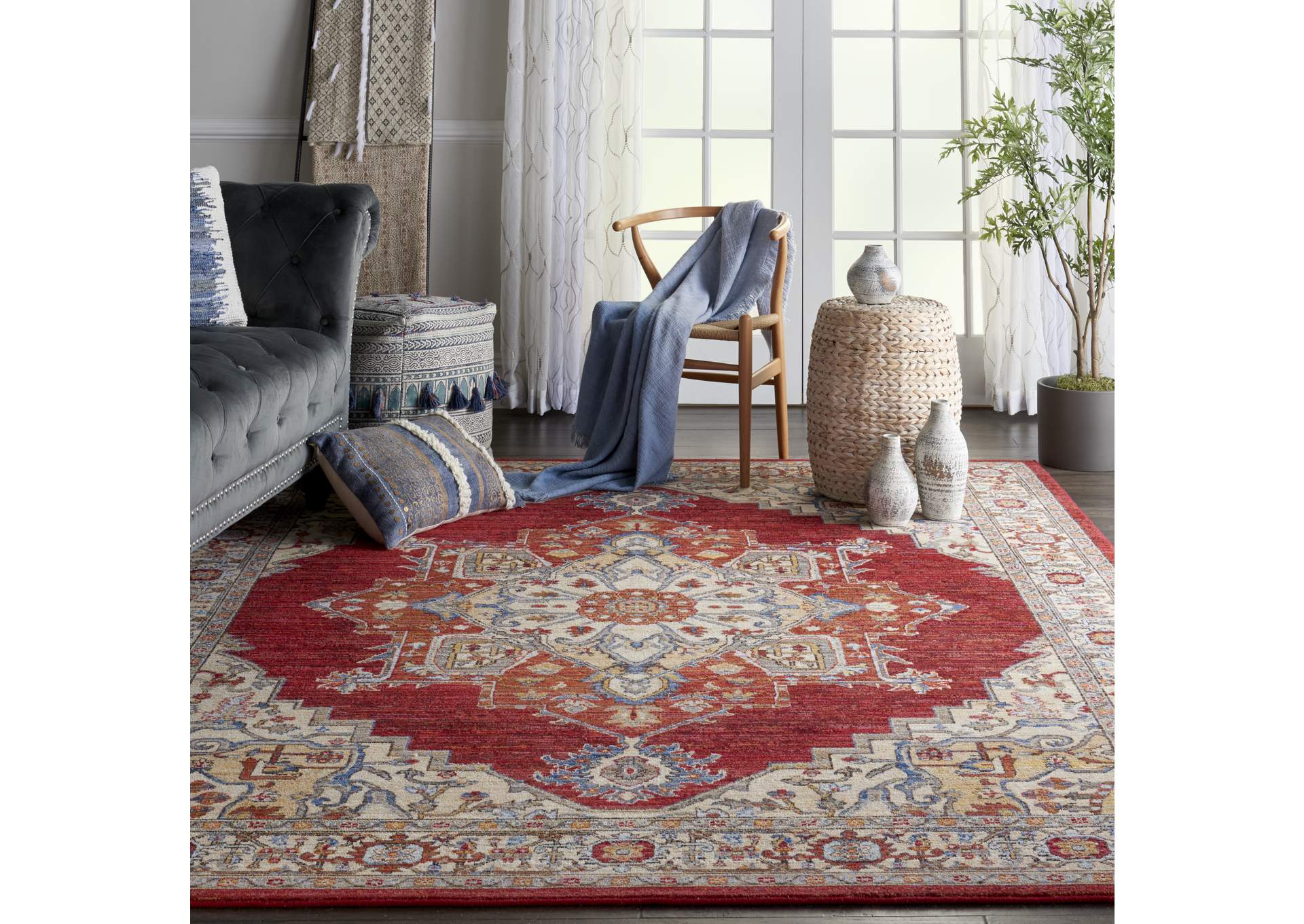 Nourison Majestic 10'x13' Red Multicolor Persian Area Rug,Nourison