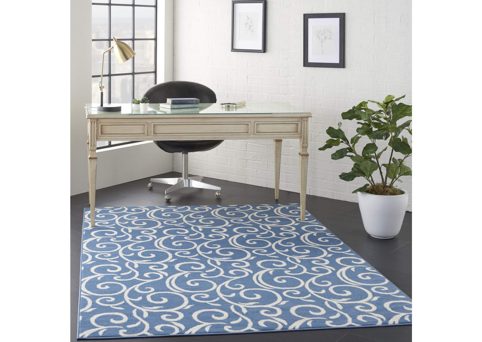 Nourison Grafix GRF19 Blue 5'x7' Area Rug,Nourison