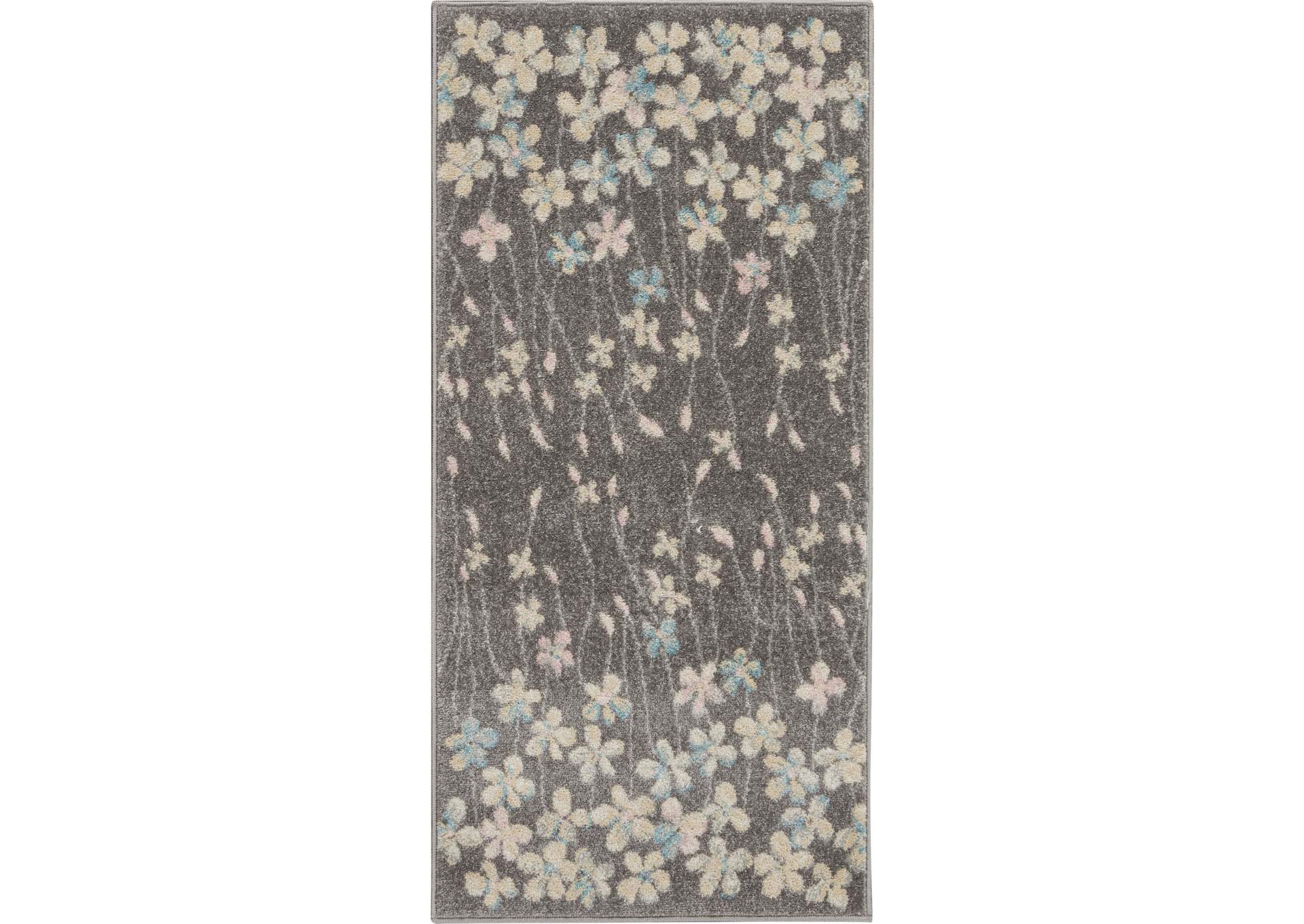 Nourison Tranquil 2'x4' Grey Floral Small Rug,Nourison