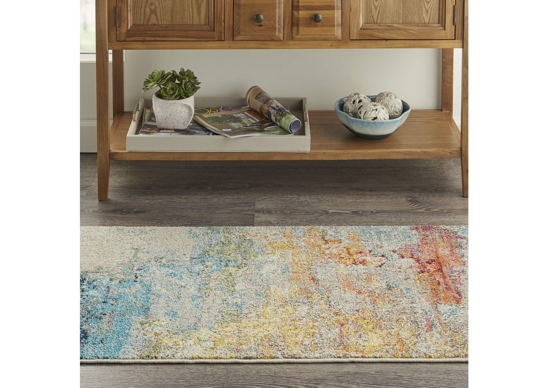 Nourison Celestial CES02 2' x 4' Multicolor Abstract Acent Area Rug,Nourison