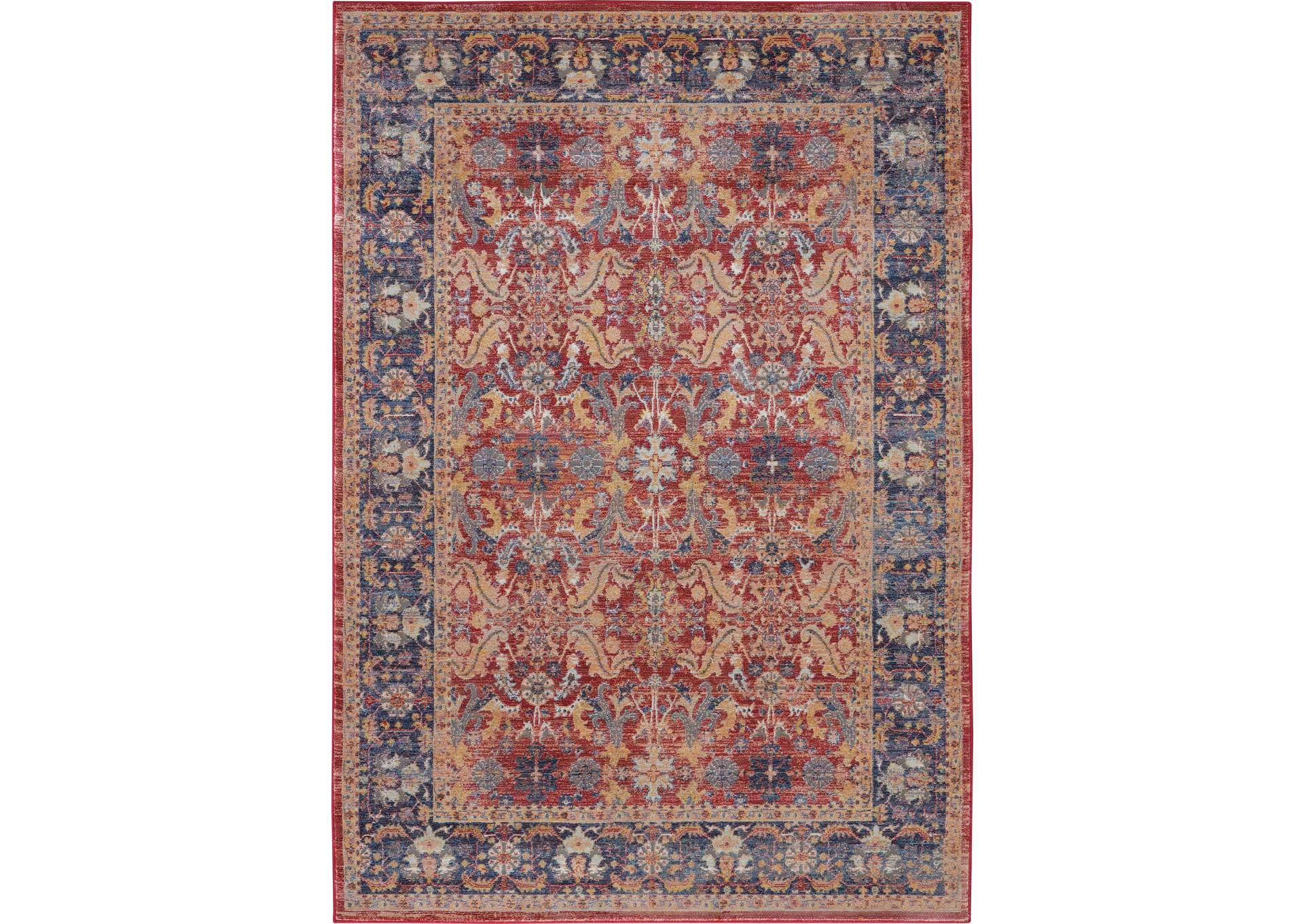 Nourison Ankara Global ANR02 Red and Blue Multicolor 4'x6' Persian Area Rug,Nourison