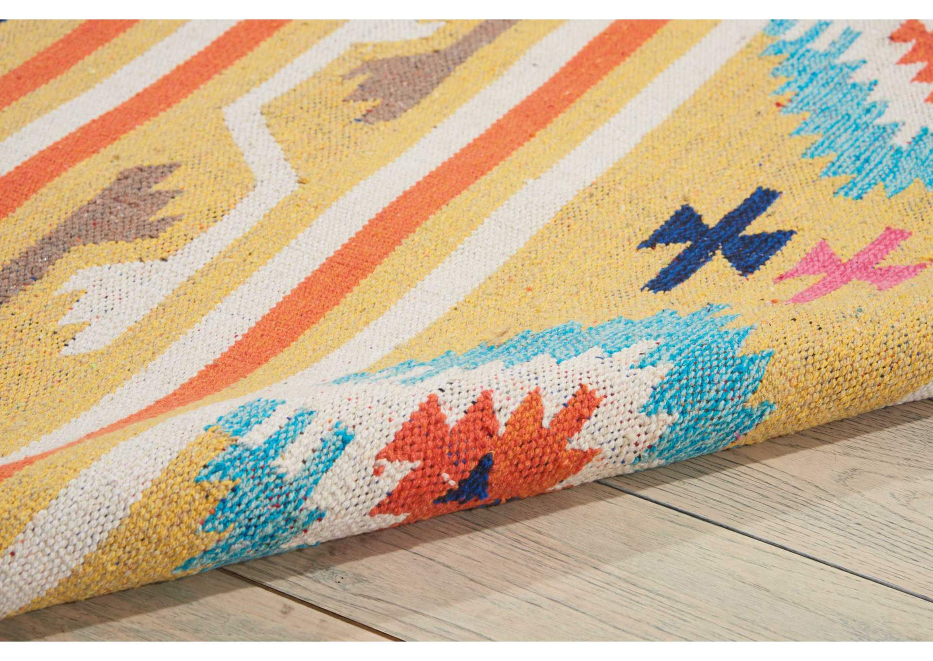 Nourison Baja BAJ03 Yellow 7'x10' Large Flat Weave Rug,Nourison