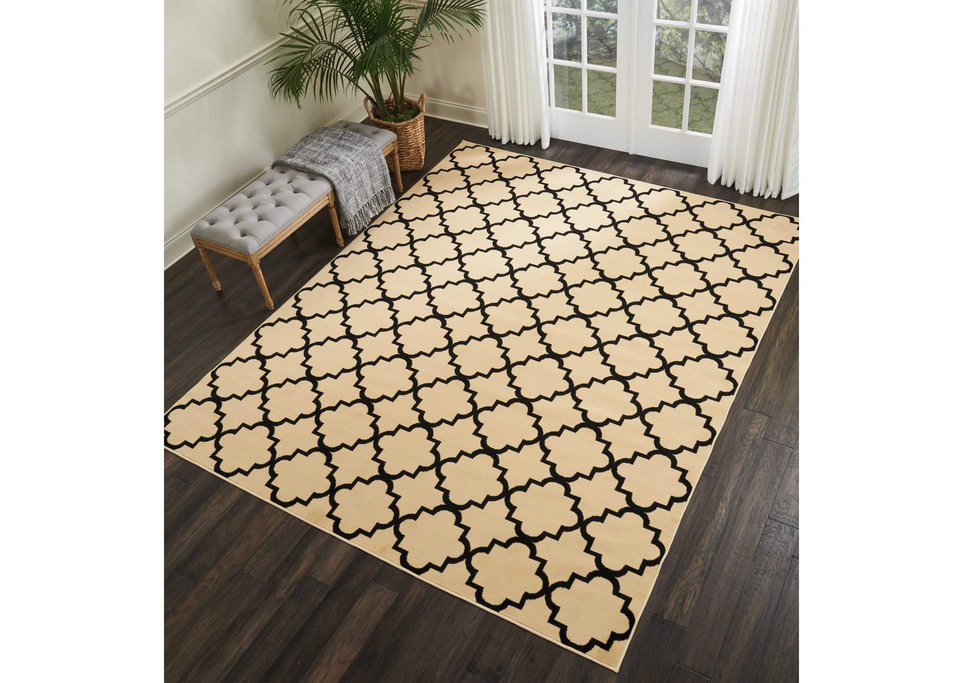 Nourison Grafix GRF08 Black and White 8'x10' Large Rug,Nourison