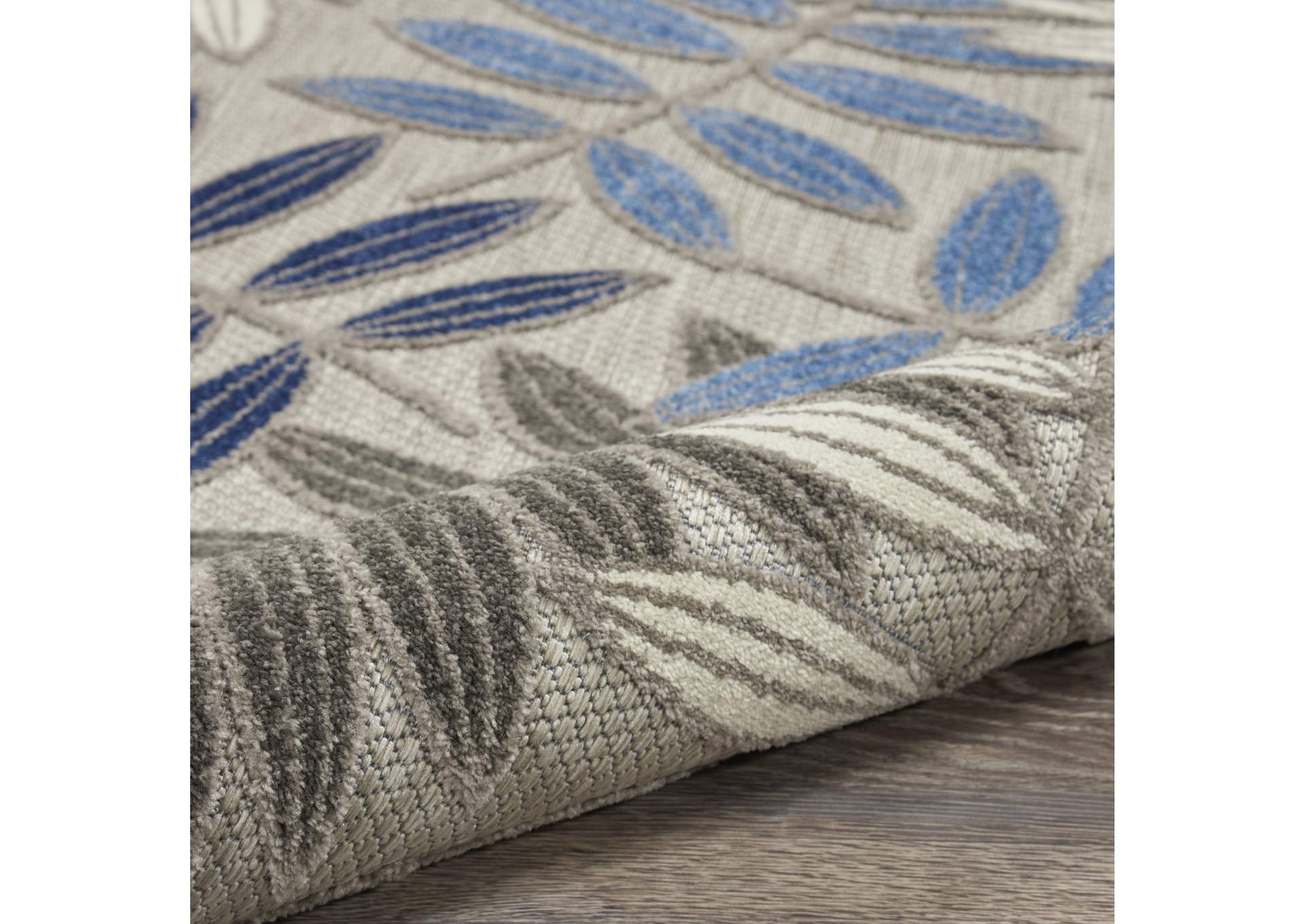 Nourison Aloha 5'xRound Blue Patio Area Rug,Nourison