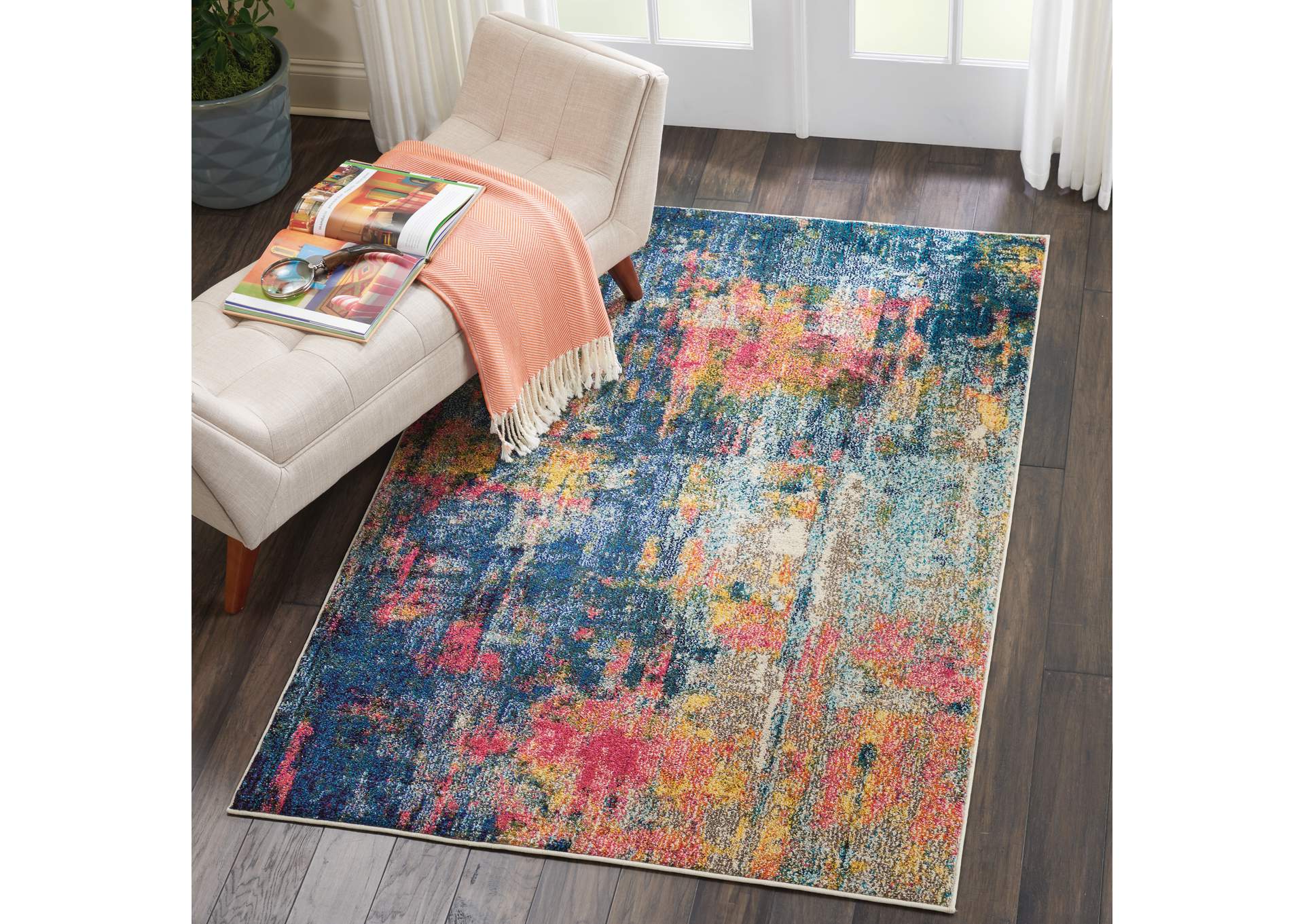 Nourison Celestial CES09 Blue Multicolor 4'x6' Colorful Area Rug,Nourison