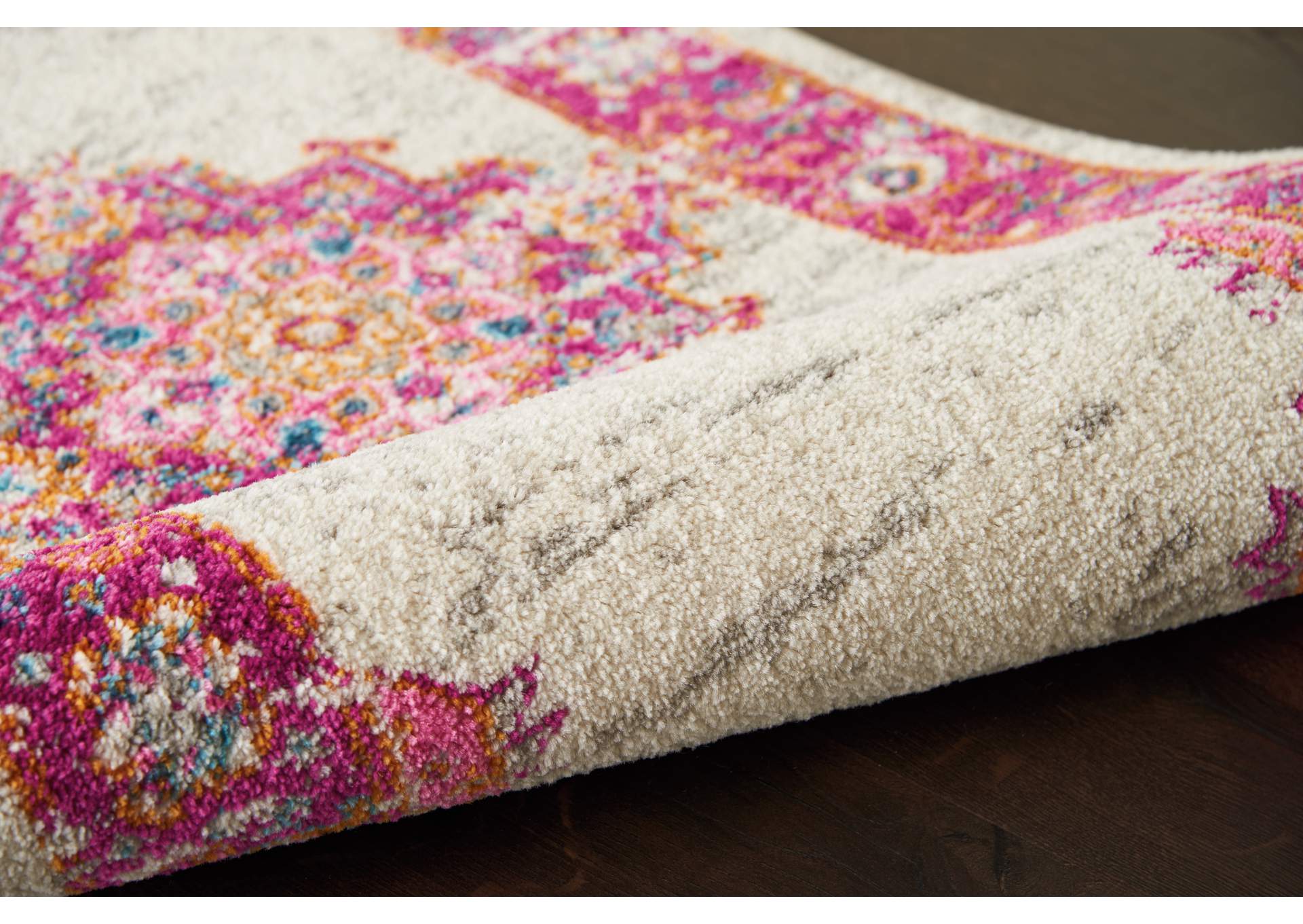 Nourison Passion PSN03 Pink and White 10' Runner Hallway Rug,Nourison