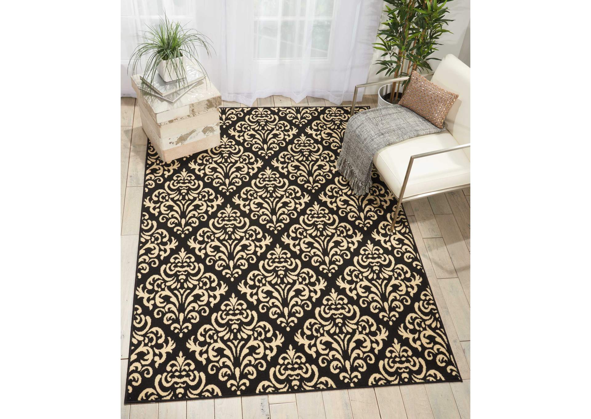 Nourison Grafix GRF06 Black 5'x7' Area Rug,Nourison