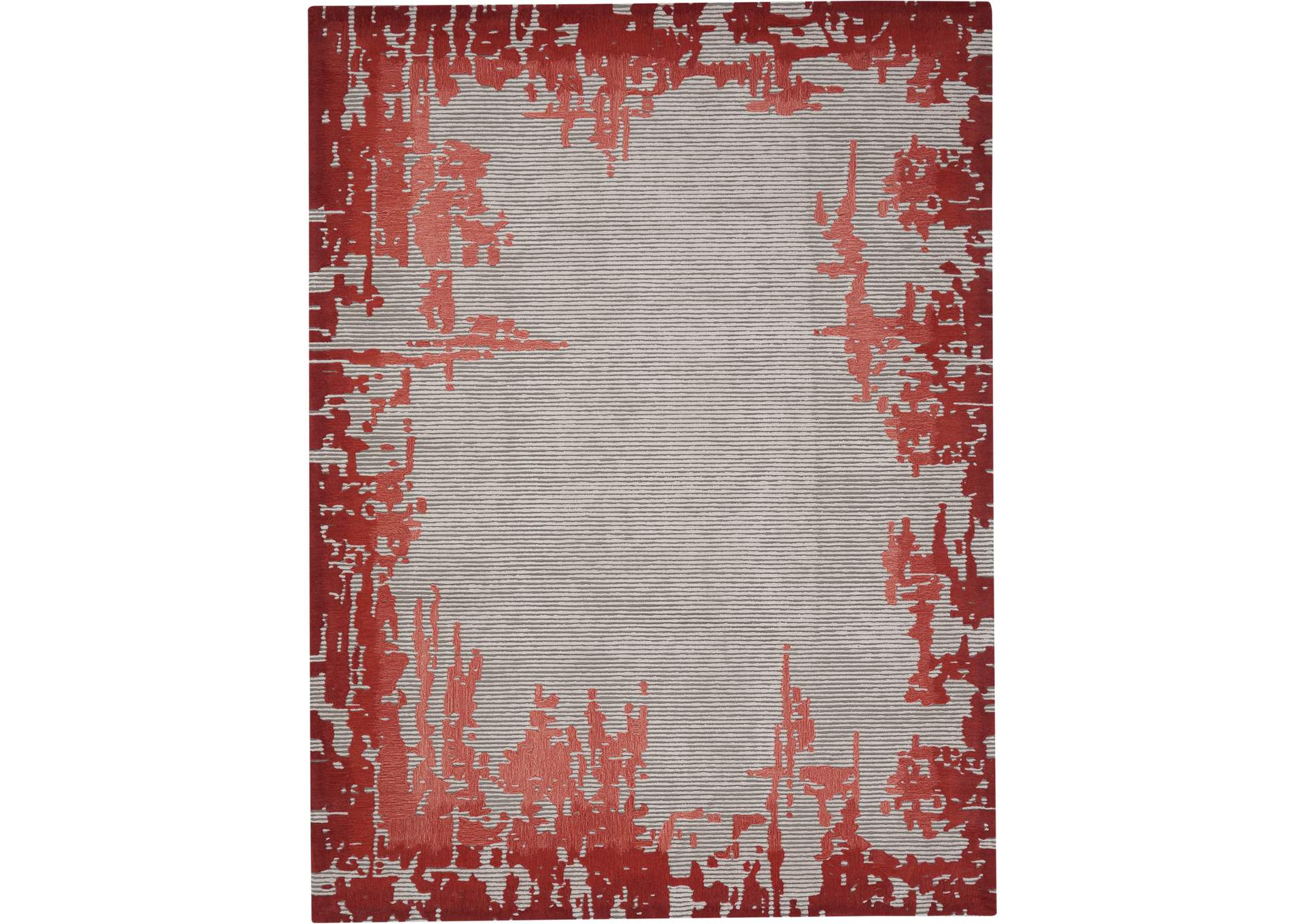 Nourison Symmetry SMM02 Ivory and Red 9'x12' Oversized Textured Rug,Nourison