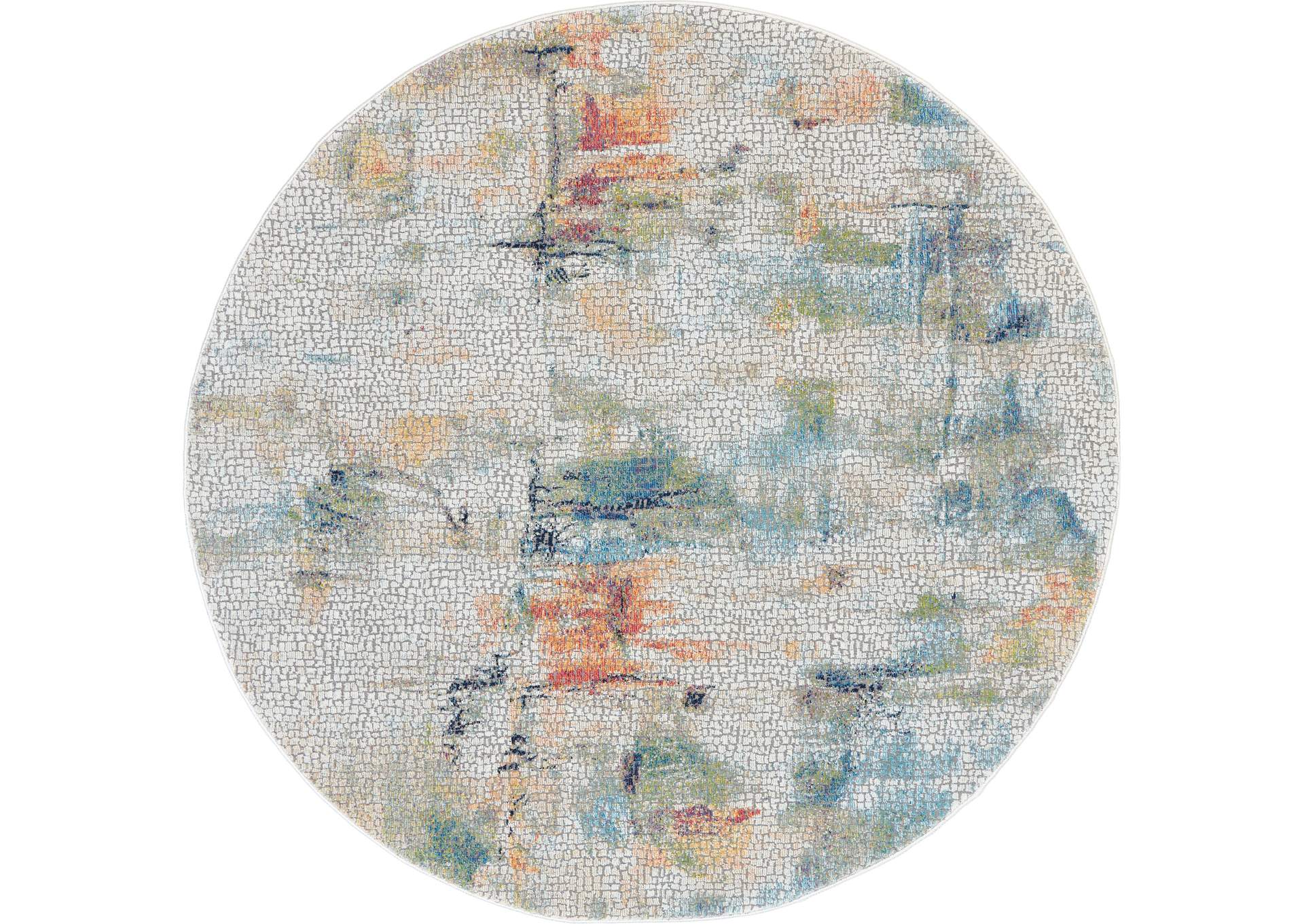 Nourison Ankara Global ANR09 White Multicolor 4' Round Abstract Area Rug,Nourison