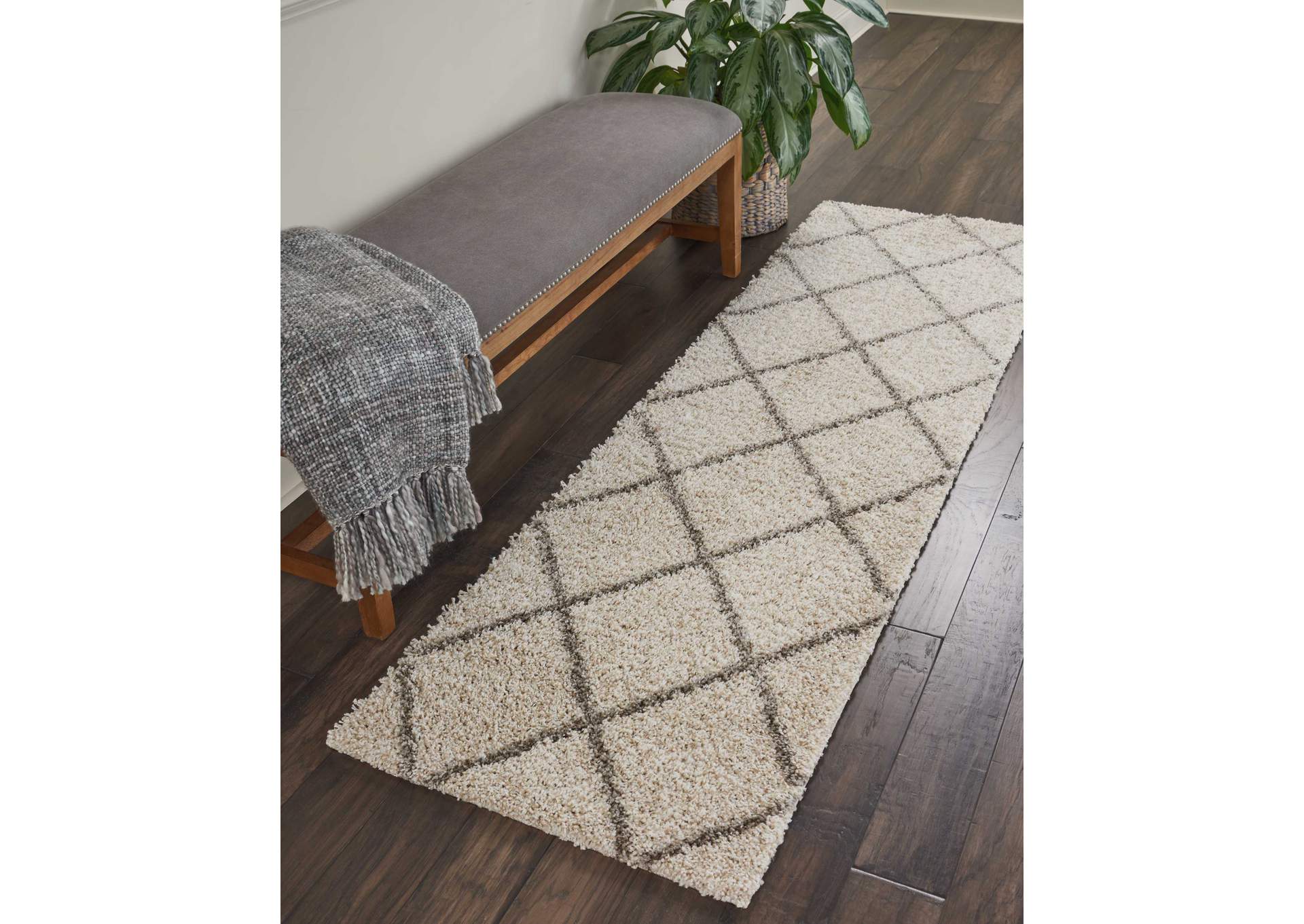 Nourison Brisbane BRI03 Beige 6' Runner Hallway Rug,Nourison