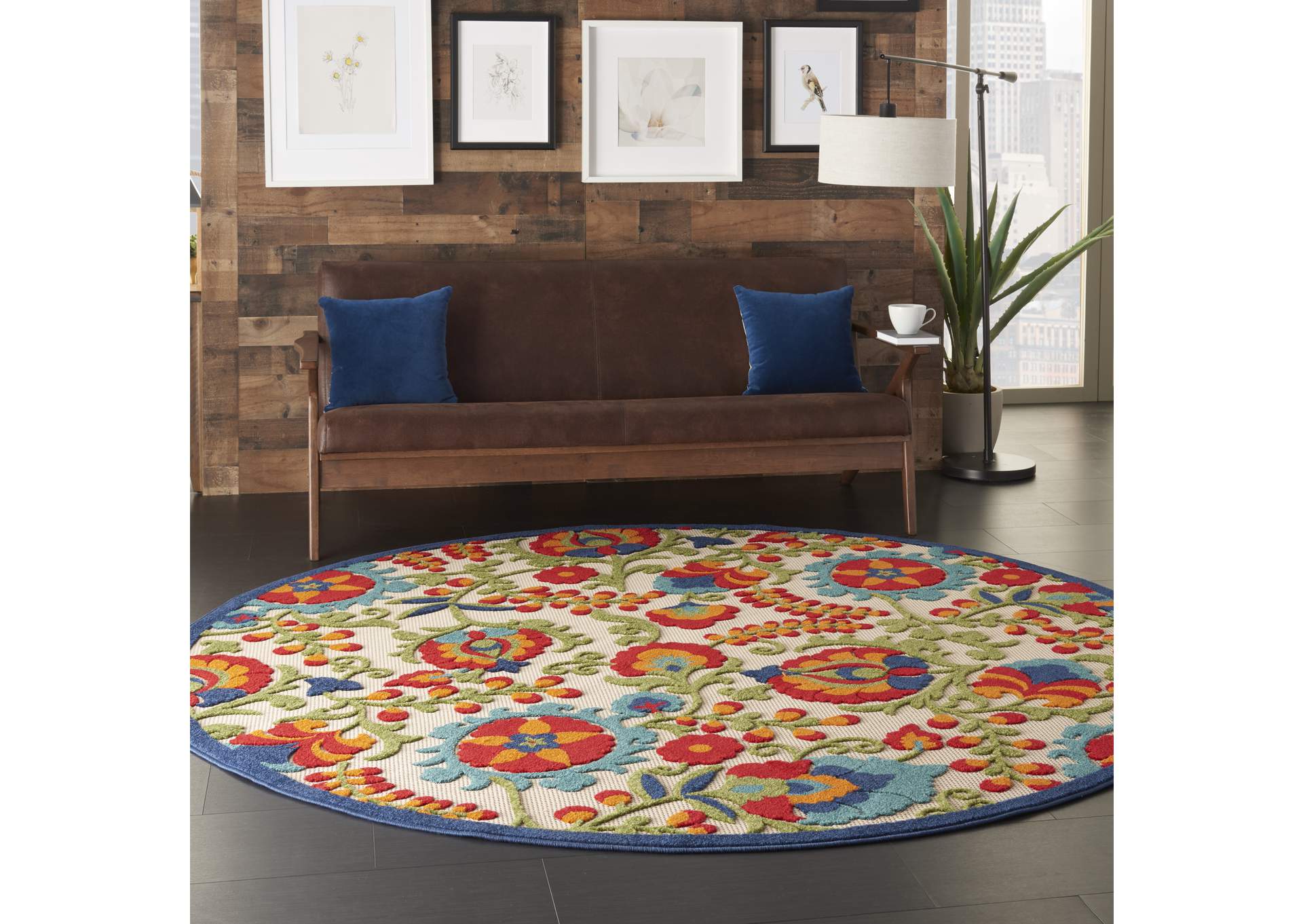 Nourison Aloha ALH17 Multicolor 8' Round Large Indoor-outdoor Rug,Nourison