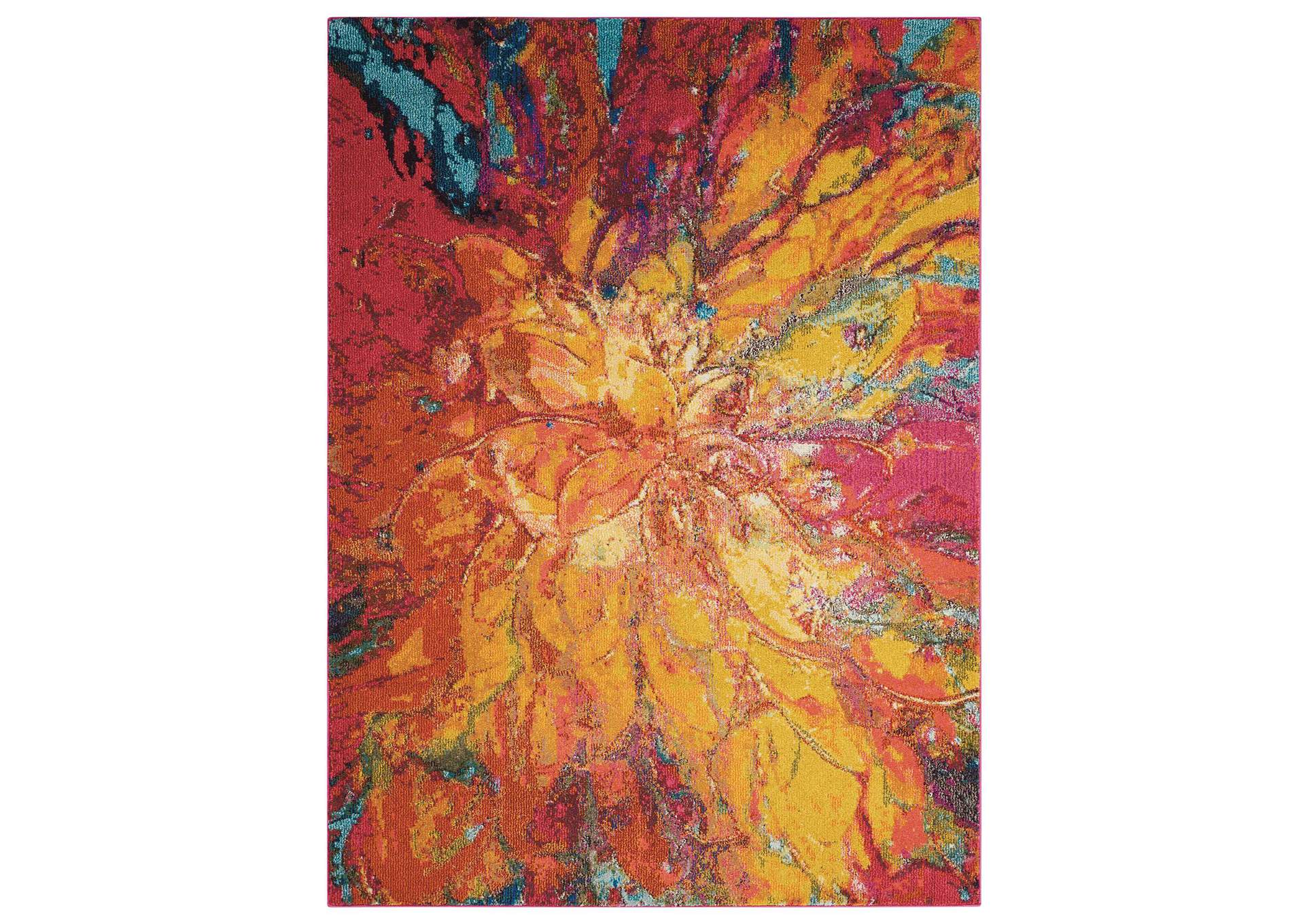 Nourison Celestial CES03 Red and Gold 5'x7' Colorful Area Rug,Nourison
