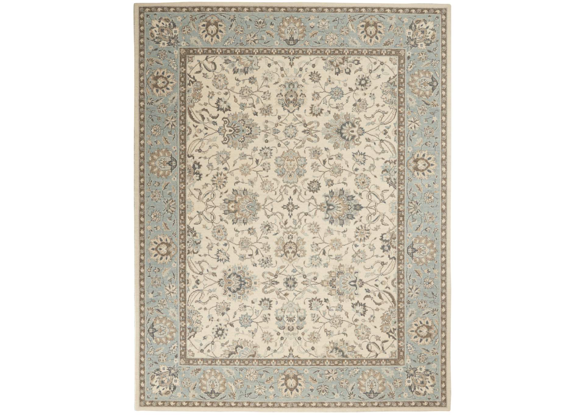 Nourison Living Treasures 8' x 10' Ivory and Aqua Area Rug,Nourison