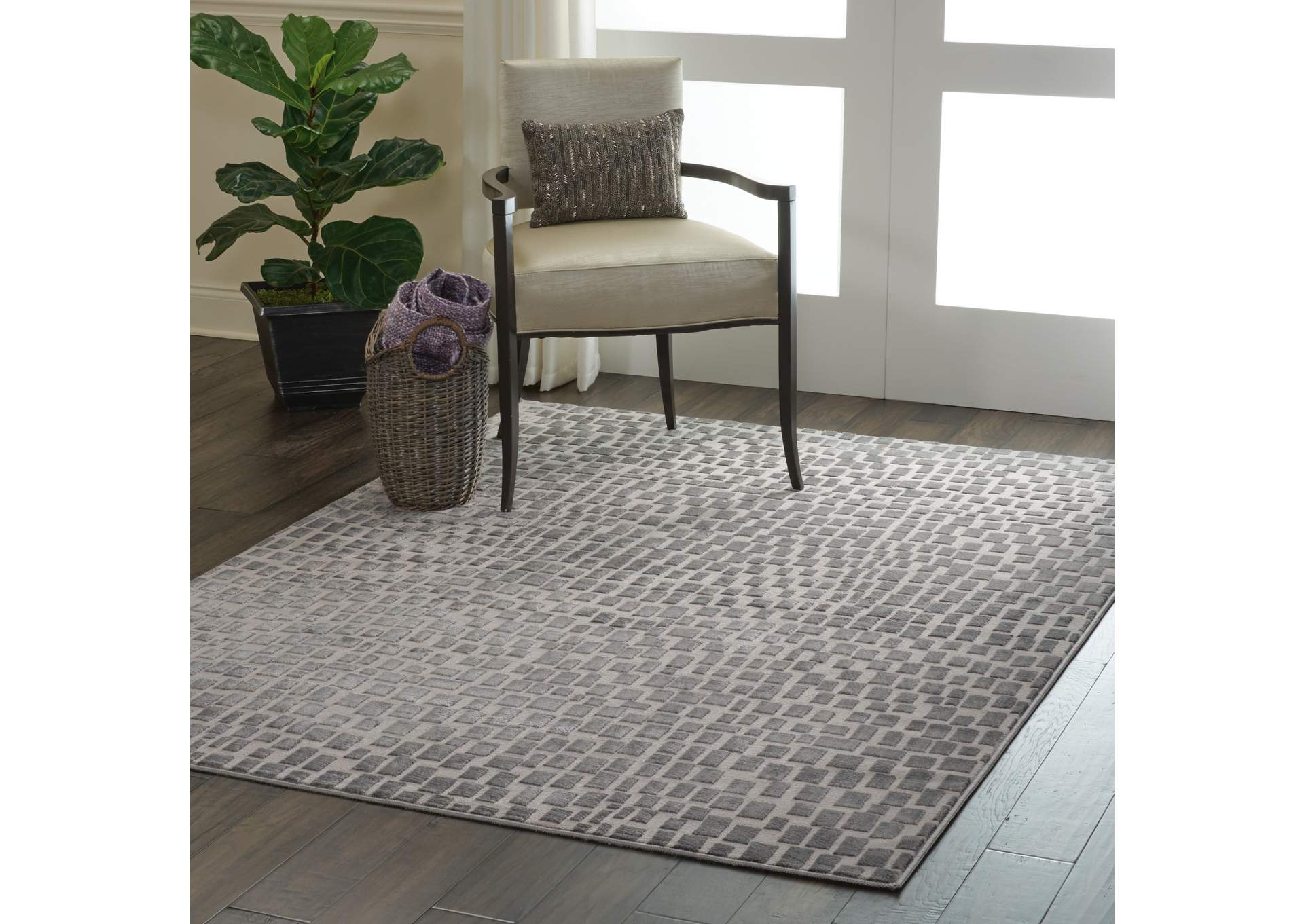 Nourison Urban Chic URC03 Grey 5'x8' Mid-century Area Rug,Nourison
