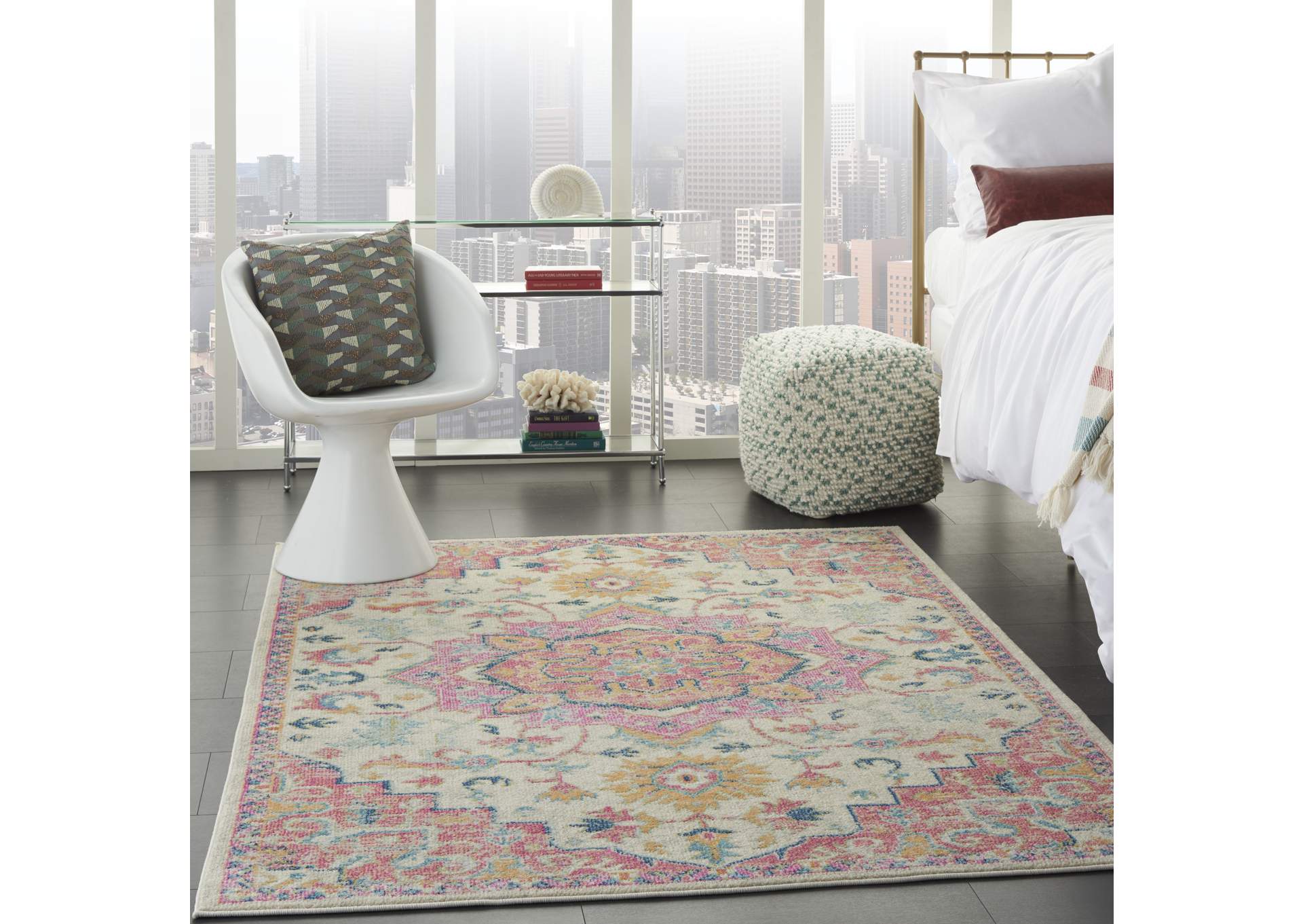 Nourison Passion 5' x 7' Ivory, Pink Bohemian Area Rug,Nourison