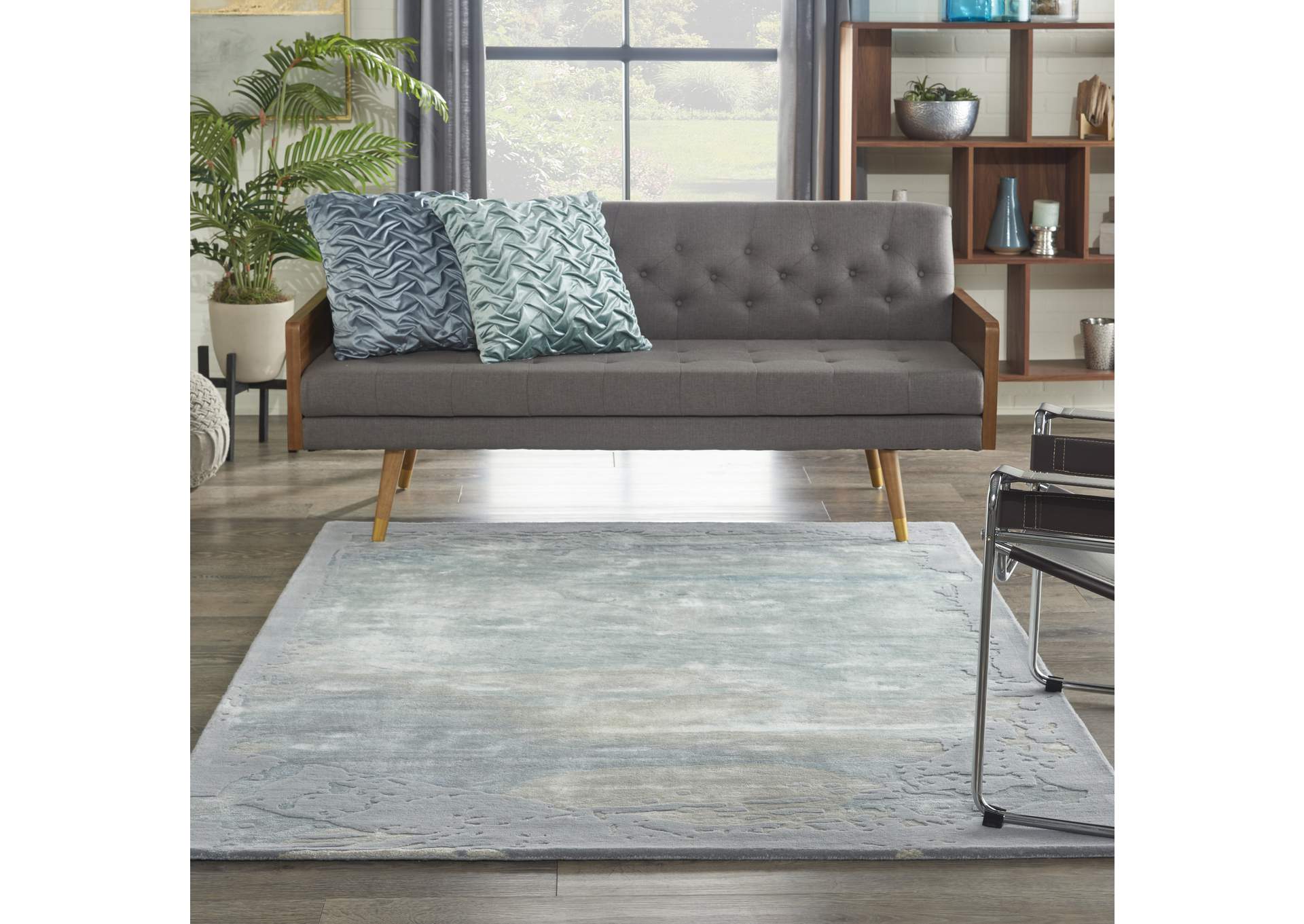 Nourison Prismatic 4'x6' Seafoam Silver Area Rug,Nourison