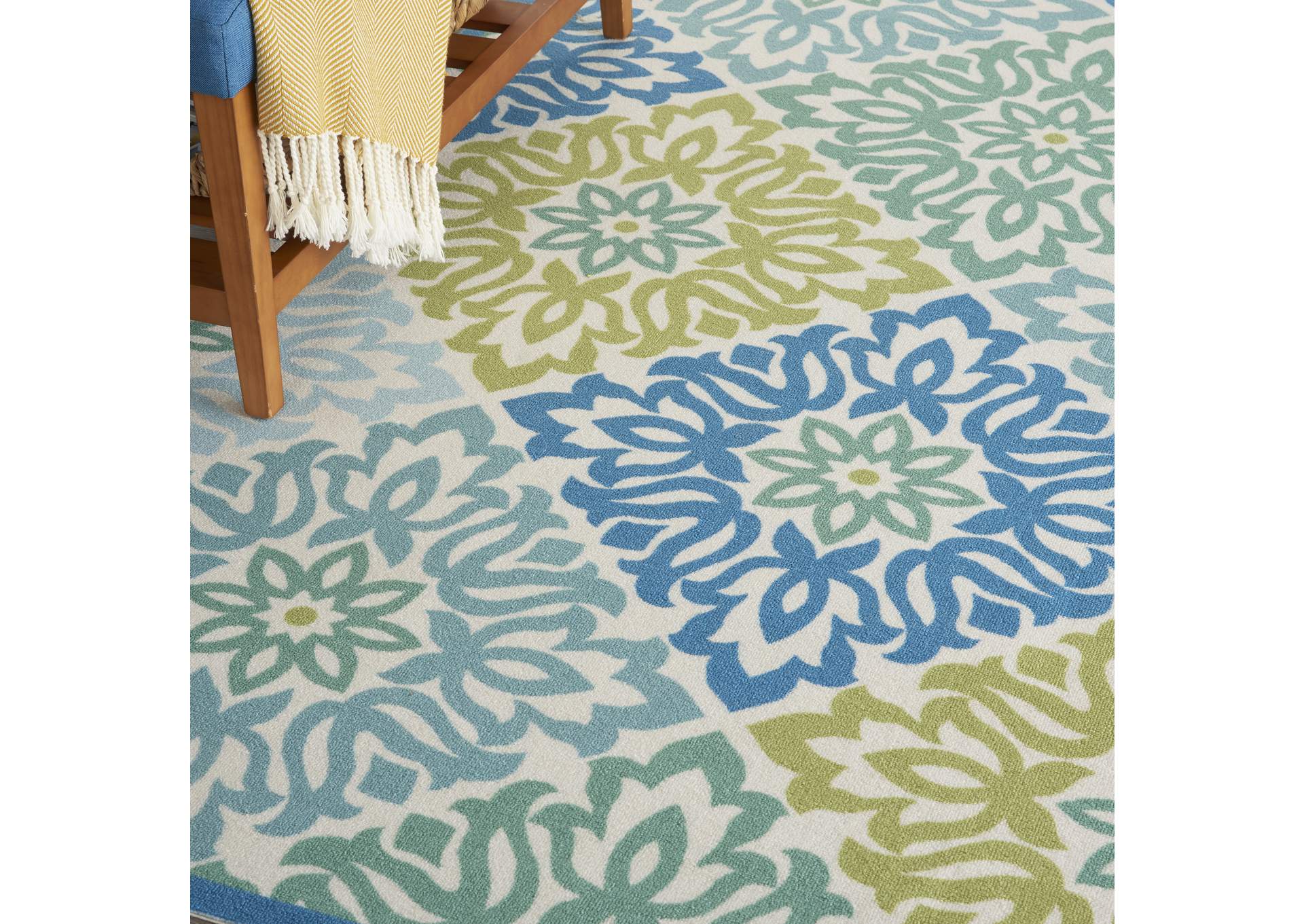 Waverly Sun N Shade SND23 Blue 5'x8' Area Rug,Nourison