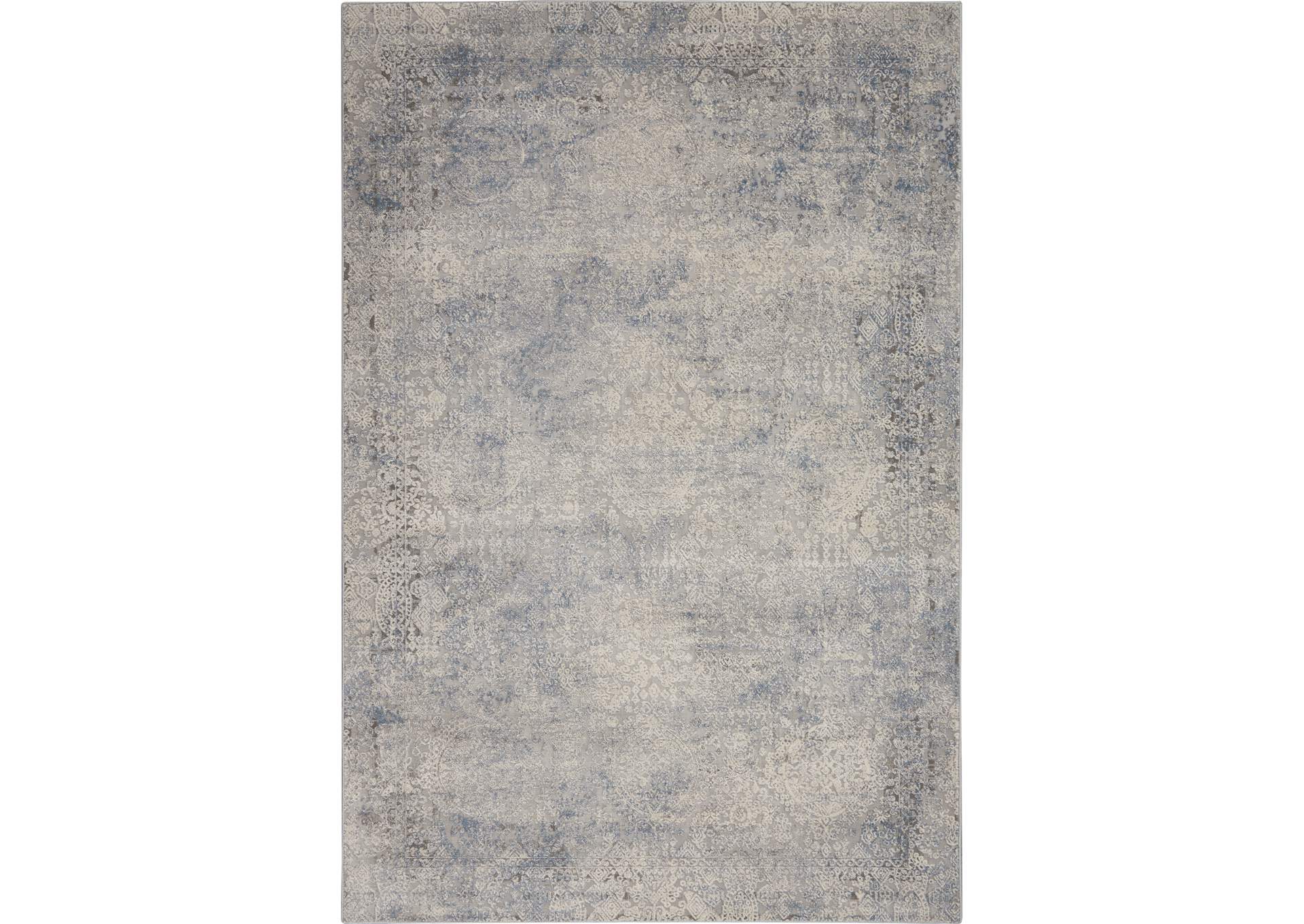 Nourison Rustic Textures RUS09 Ivory and Slate Blue 4'x6' Area Rug,Nourison