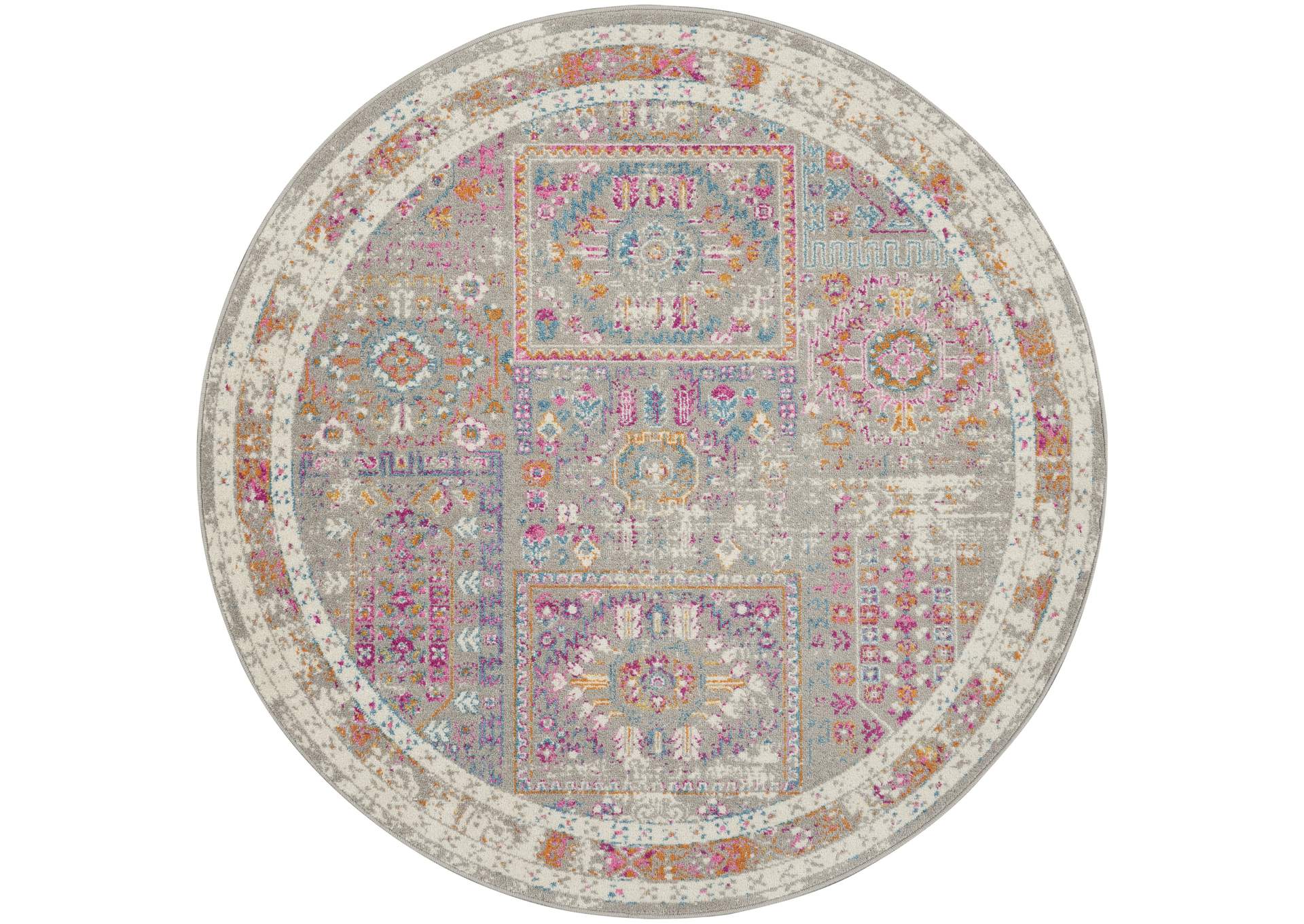 Nourison Passion 4' Round Grey Multicolor Area Rug,Nourison