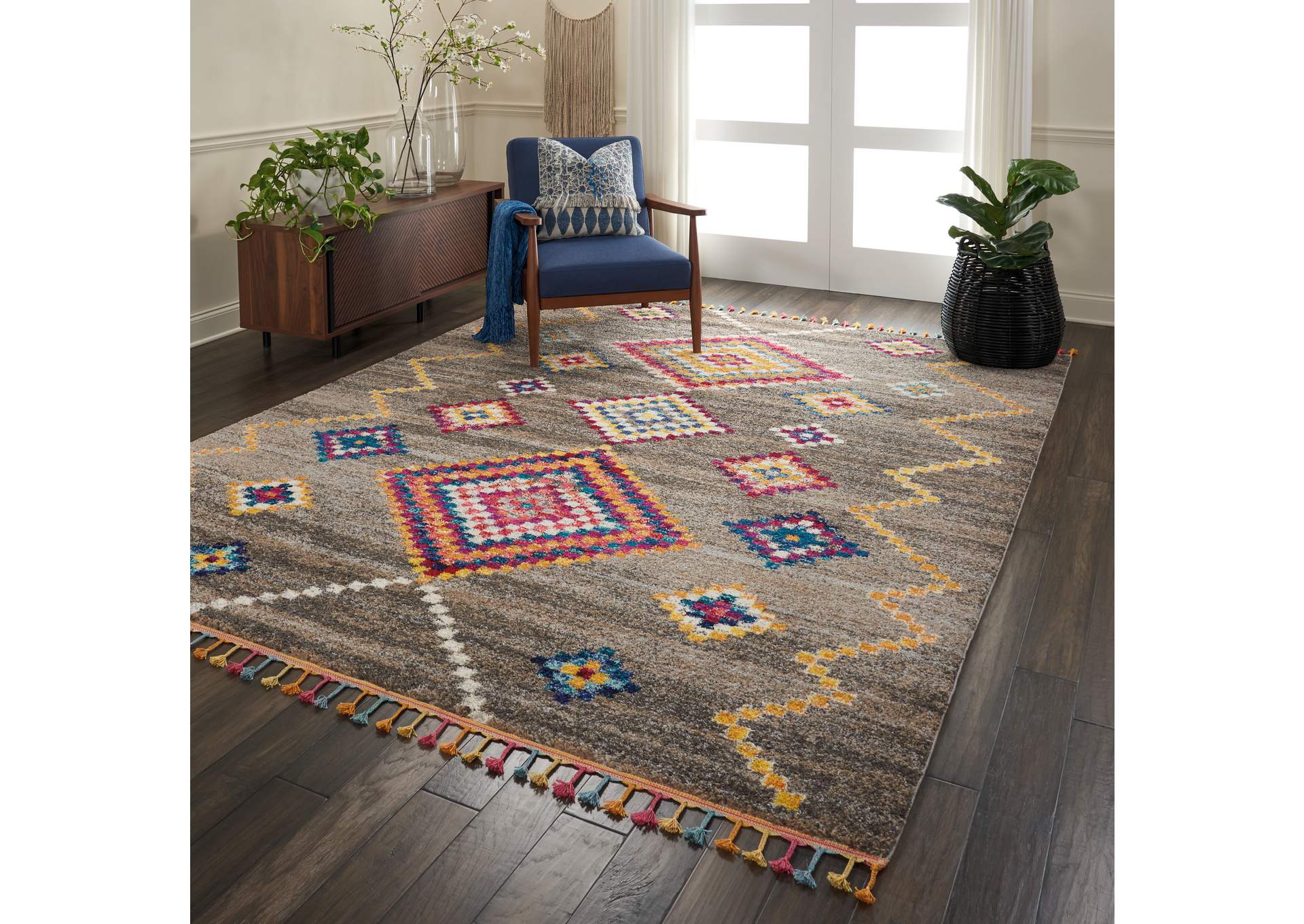 Nourison Nomad NMD05 Grey Multicolor 8'x11' Oversized Rug,Nourison