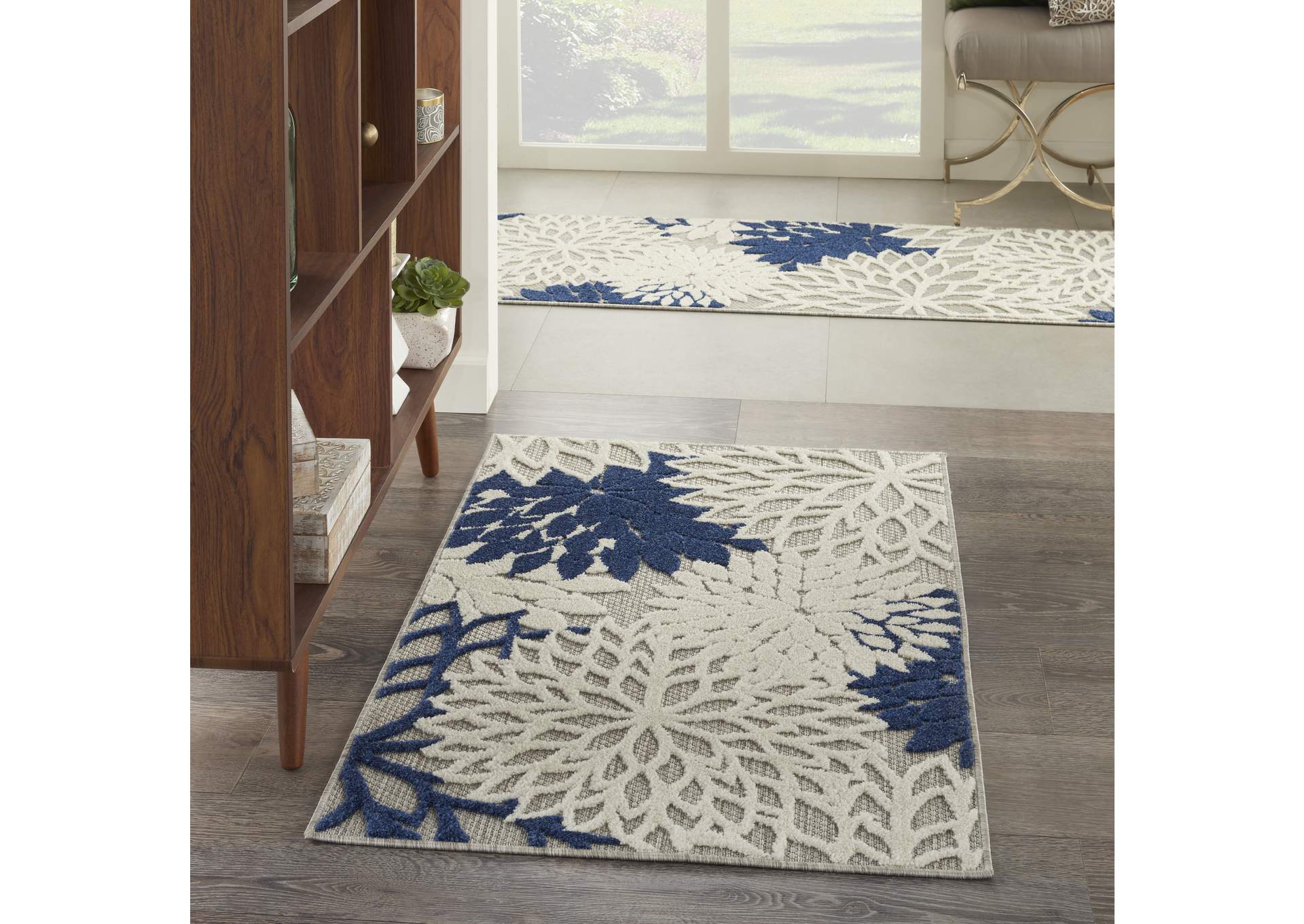 Nourison Aloha 3'x4' Ivory Navy Area Rug,Nourison