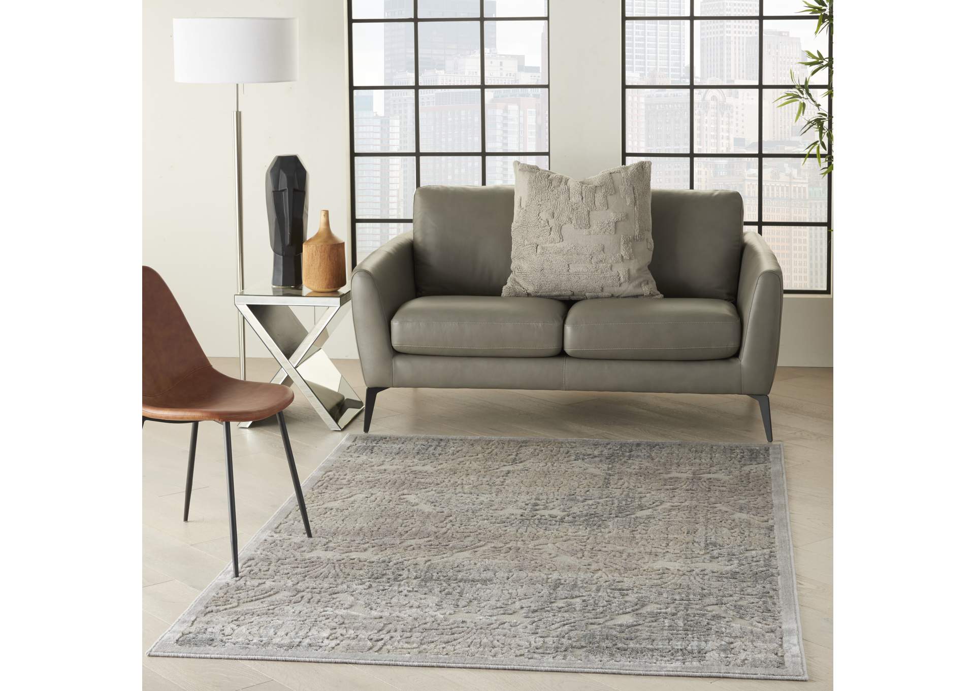 Nourison Graphic Illusions GIL09 Grey 5'x8' Area Rug,Nourison